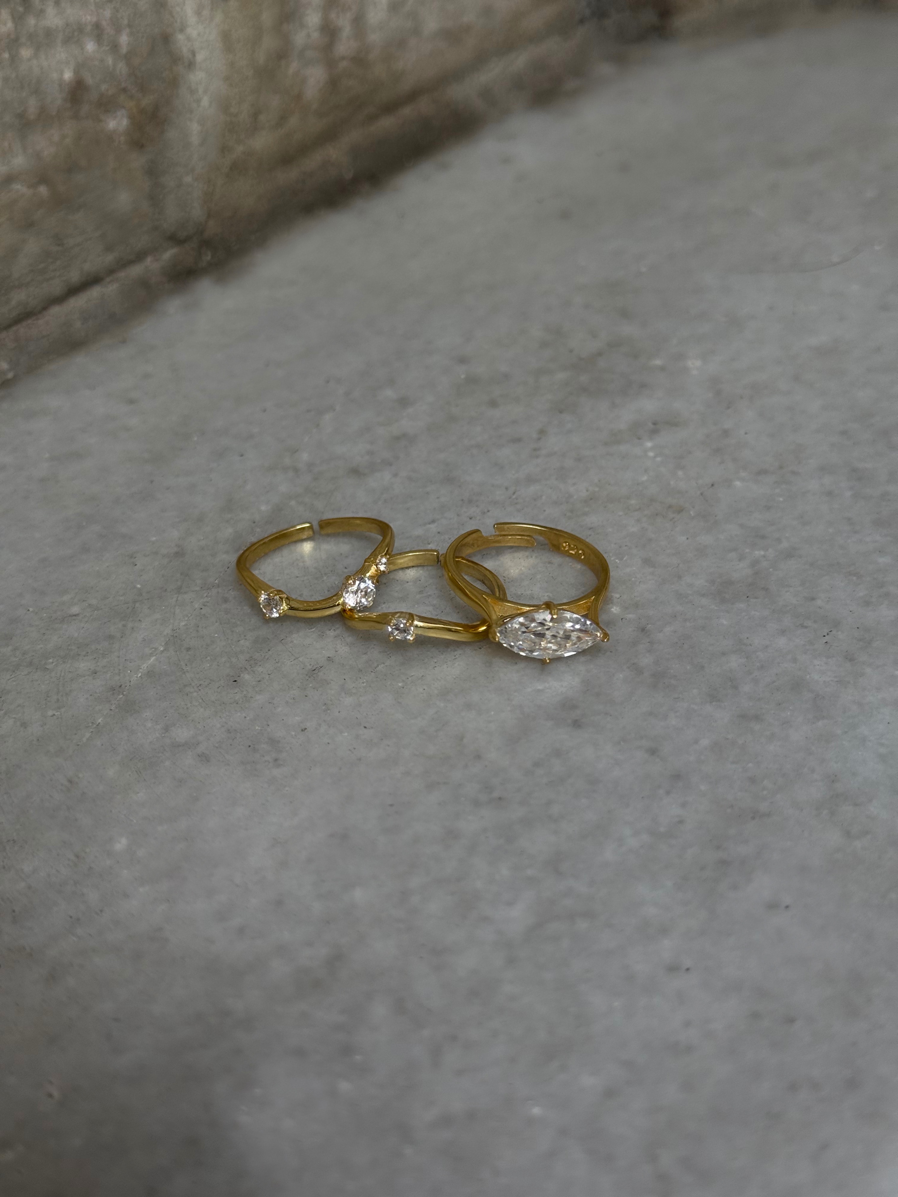 925 Gümüş Basic  3 lü Set Yüzük | Ayarlanabilir 