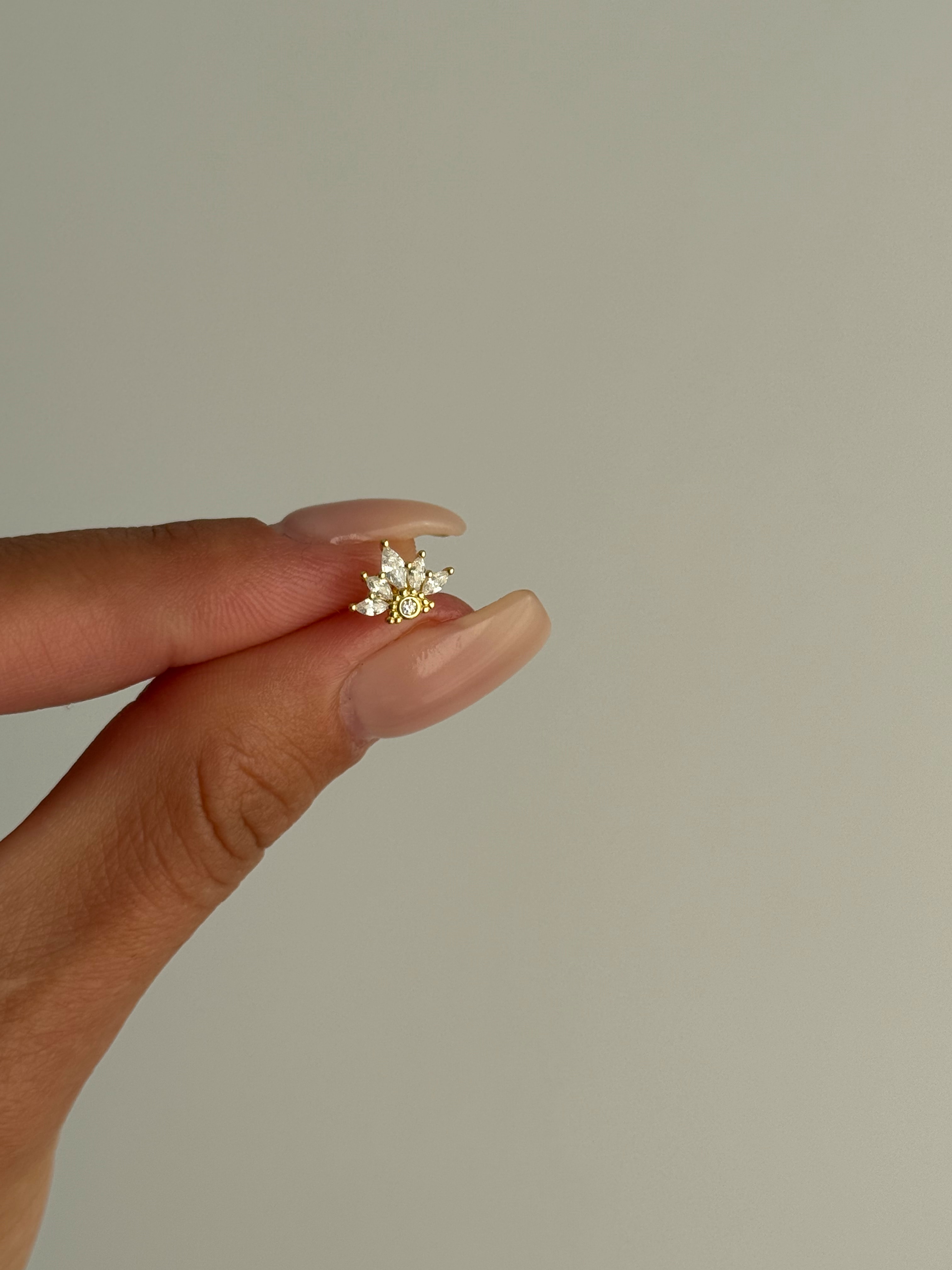 925 Gümüş Taş Detaylı Piercing