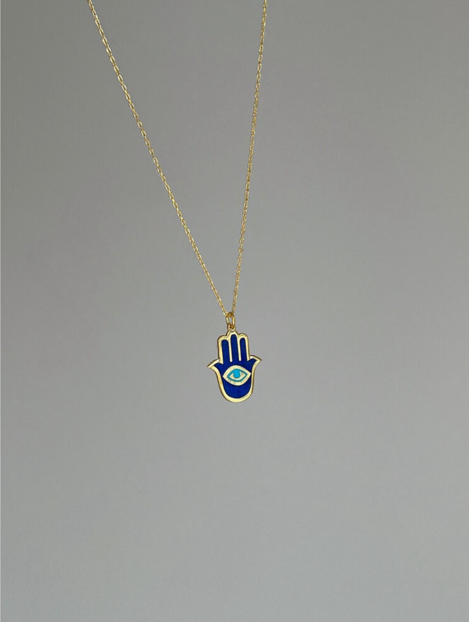 925 Gümüş Lacivert Mineli Hamsa Kolye 