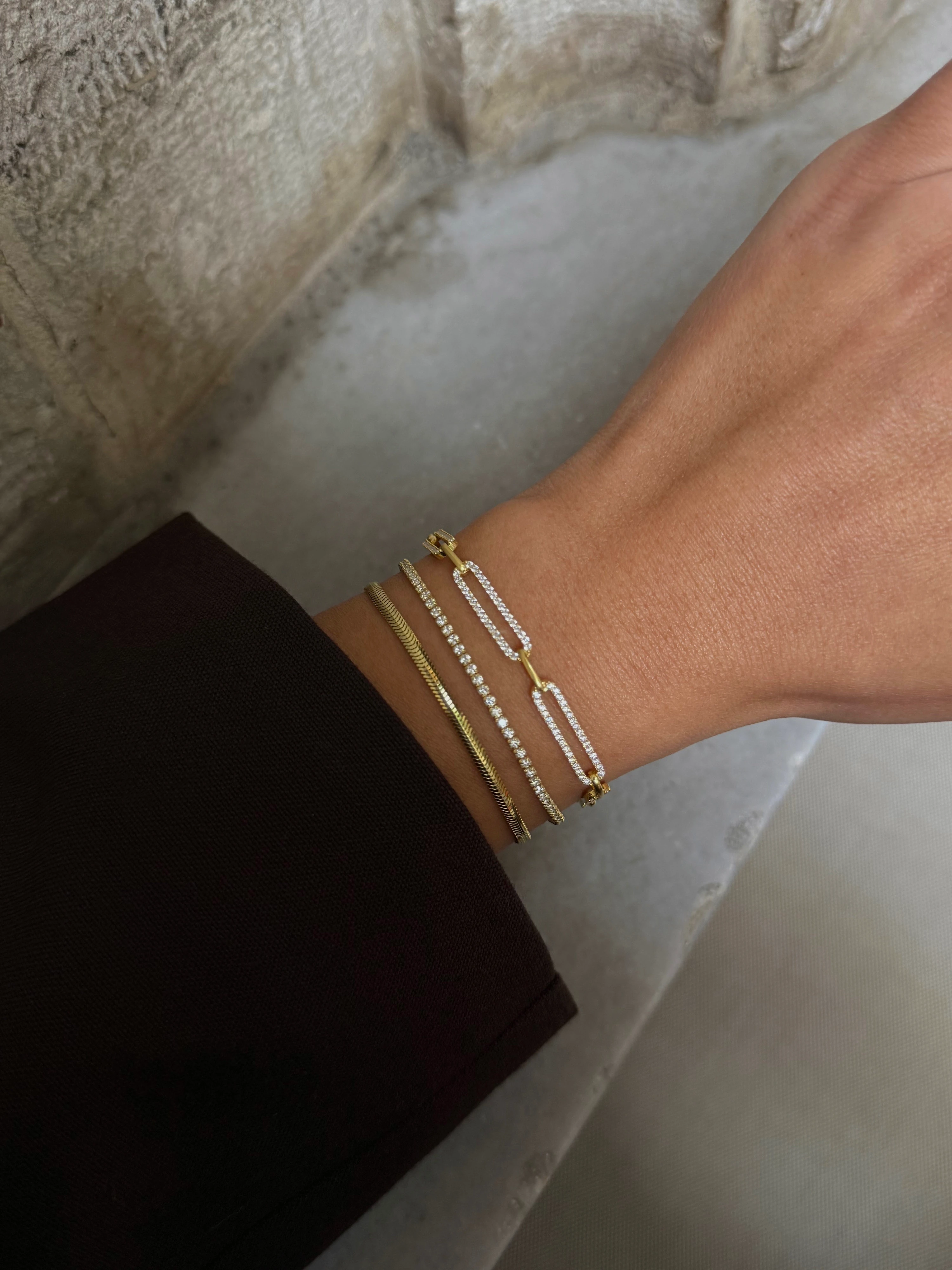 925 Gümüş Taş Detaylı Ataç Zincir Bileklik