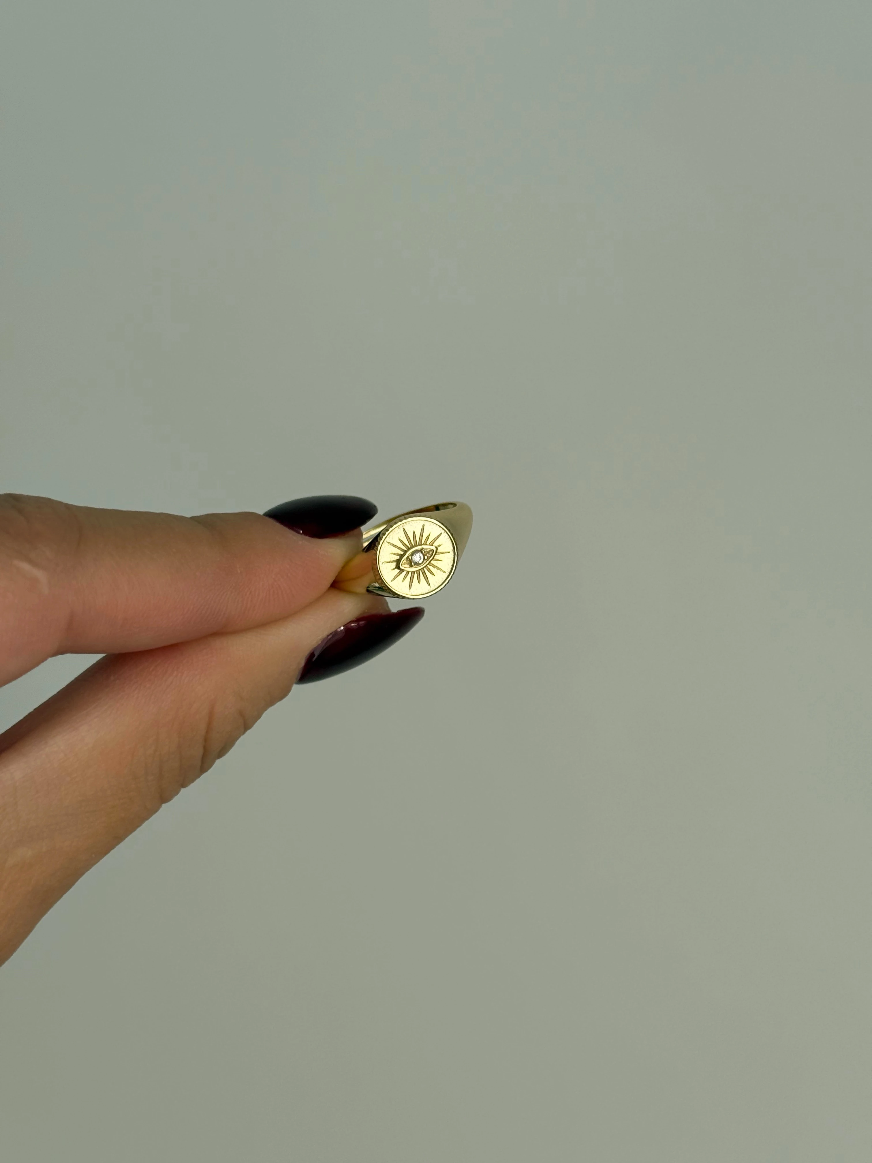 925 Gümüş Eye Plaka Yüzük | Ayarlanabilir 