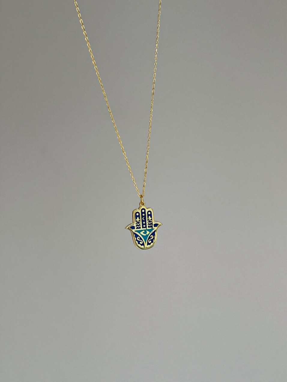 925 Gümüş Mineli Hamsa Kolye