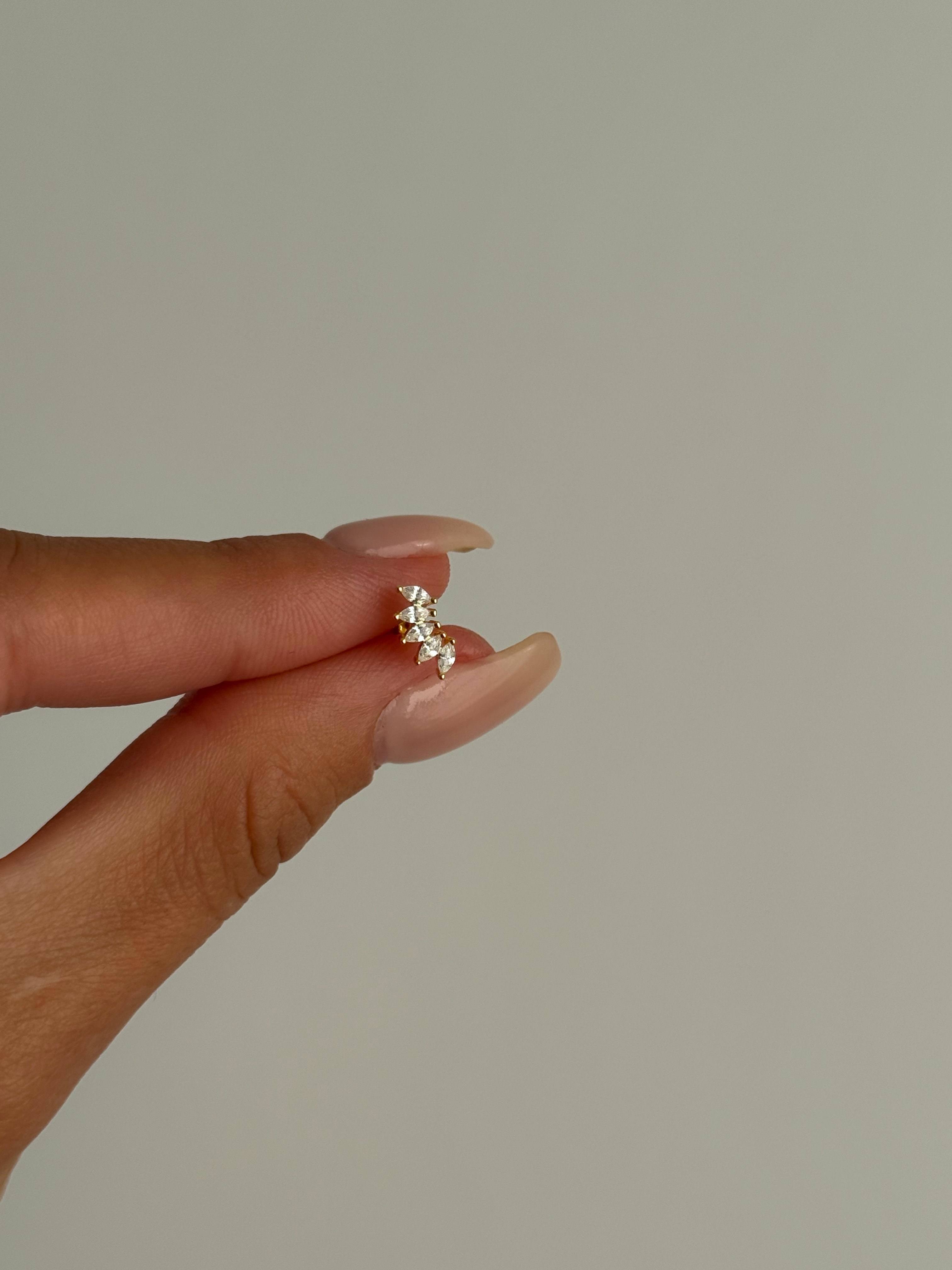 925 Gümüş Çoklu Taş Detaylı Piercing