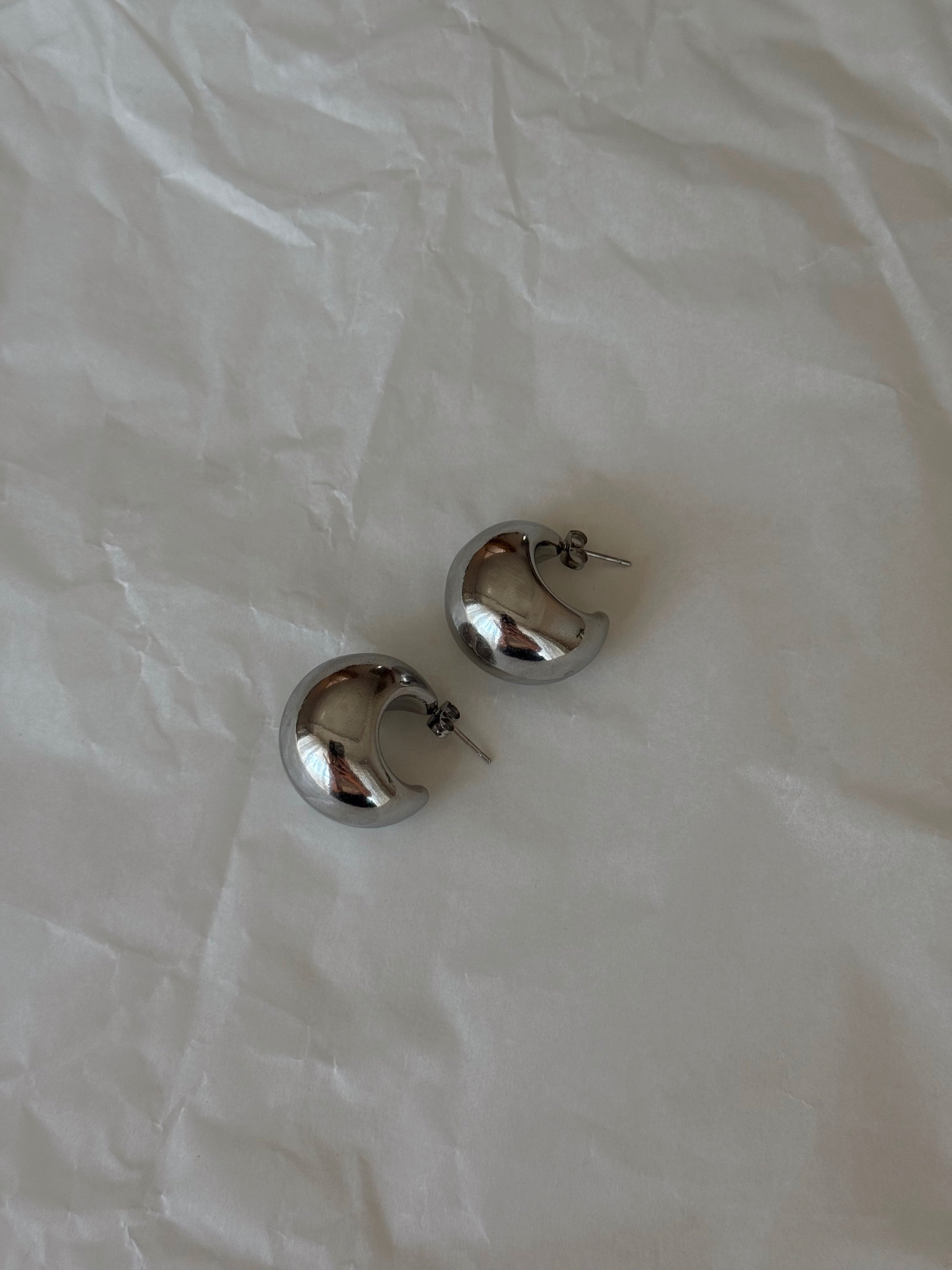 Çelik Silver Basic Halka Küpe | çift 