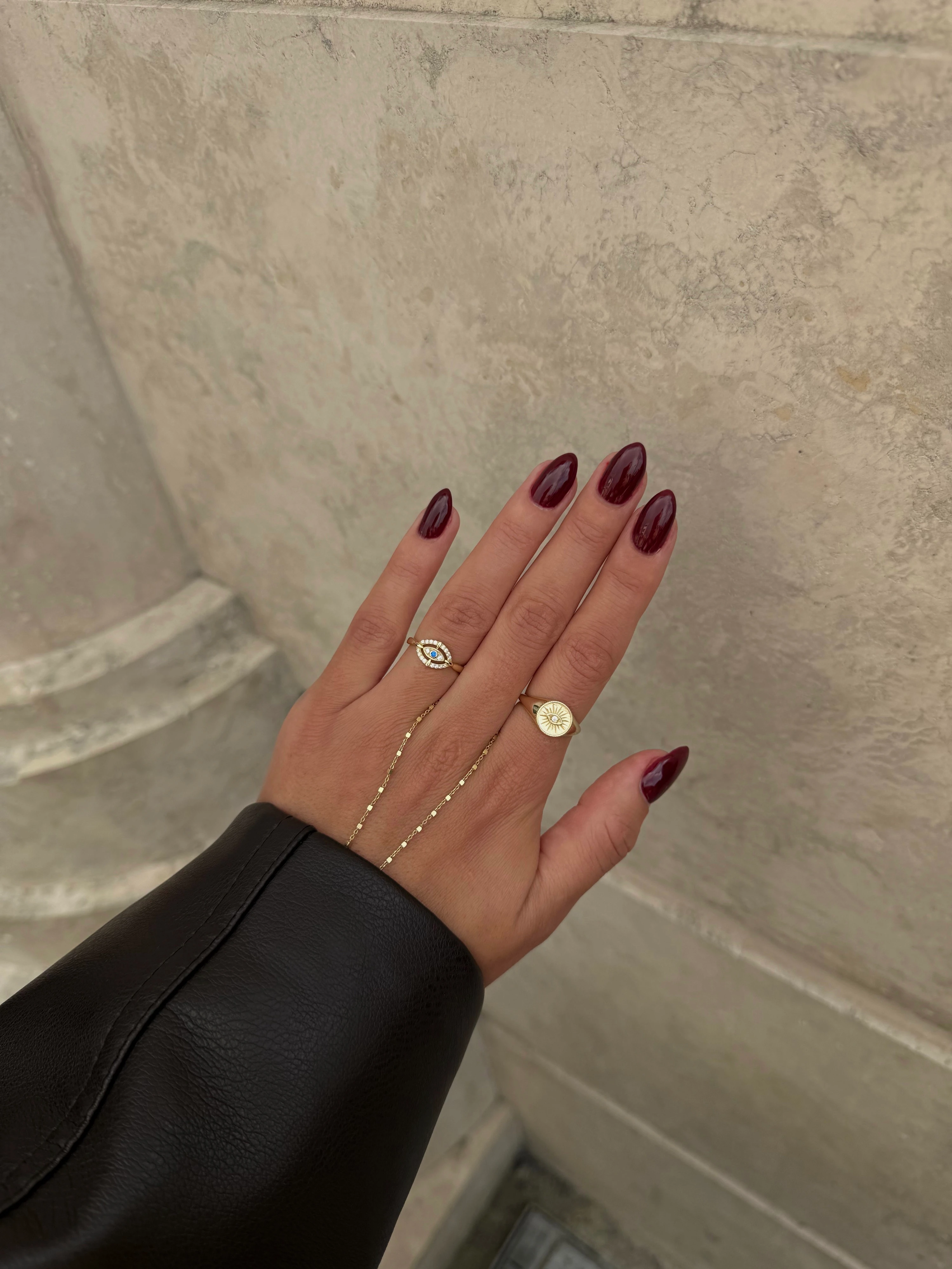 925 Gümüş Eye Plaka Yüzük | Ayarlanabilir 