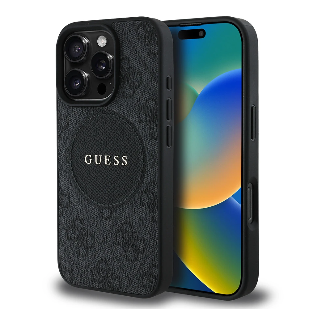 Apple iPhone 16 Pro Max Kılıf Guess Orjinal Lisanslı M-safe Şarj Özellikli Yazı Logolu Circle Classic Kapak