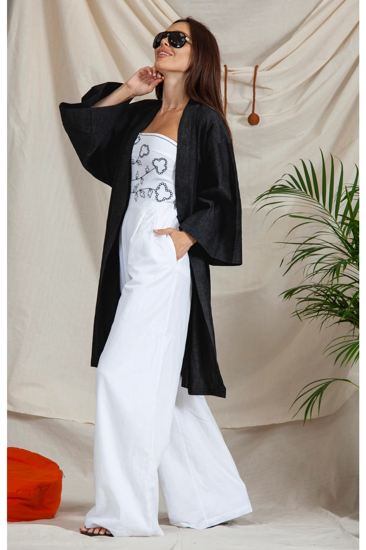 Orijinal %100 Ham Keten Premium Özel Seri Plaj Yoga Deniz Ve Günlük Kullanım Için Oversize Kimono