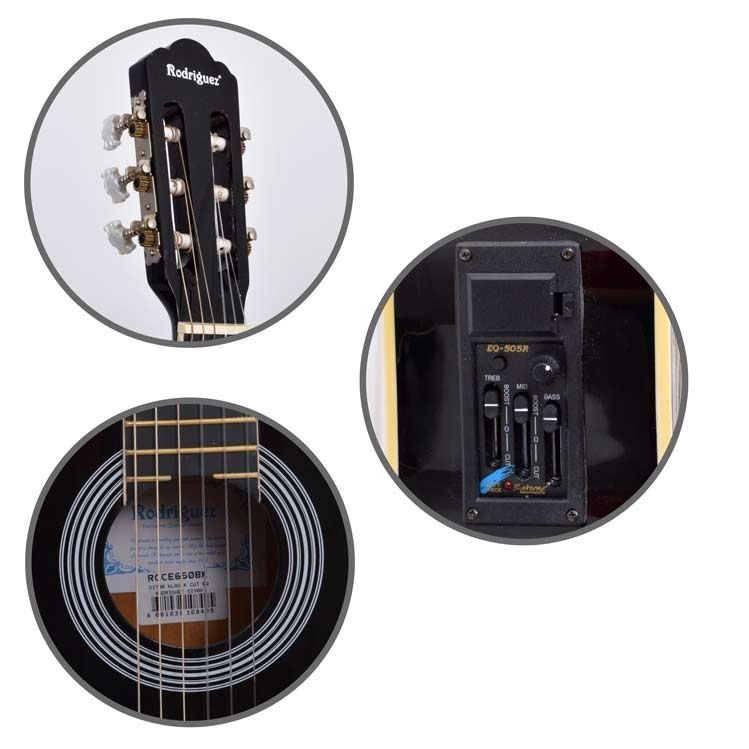 Gitar Elektro Klasik Rodriguez Kesik Kasa EQ Siyah RCCE650BK