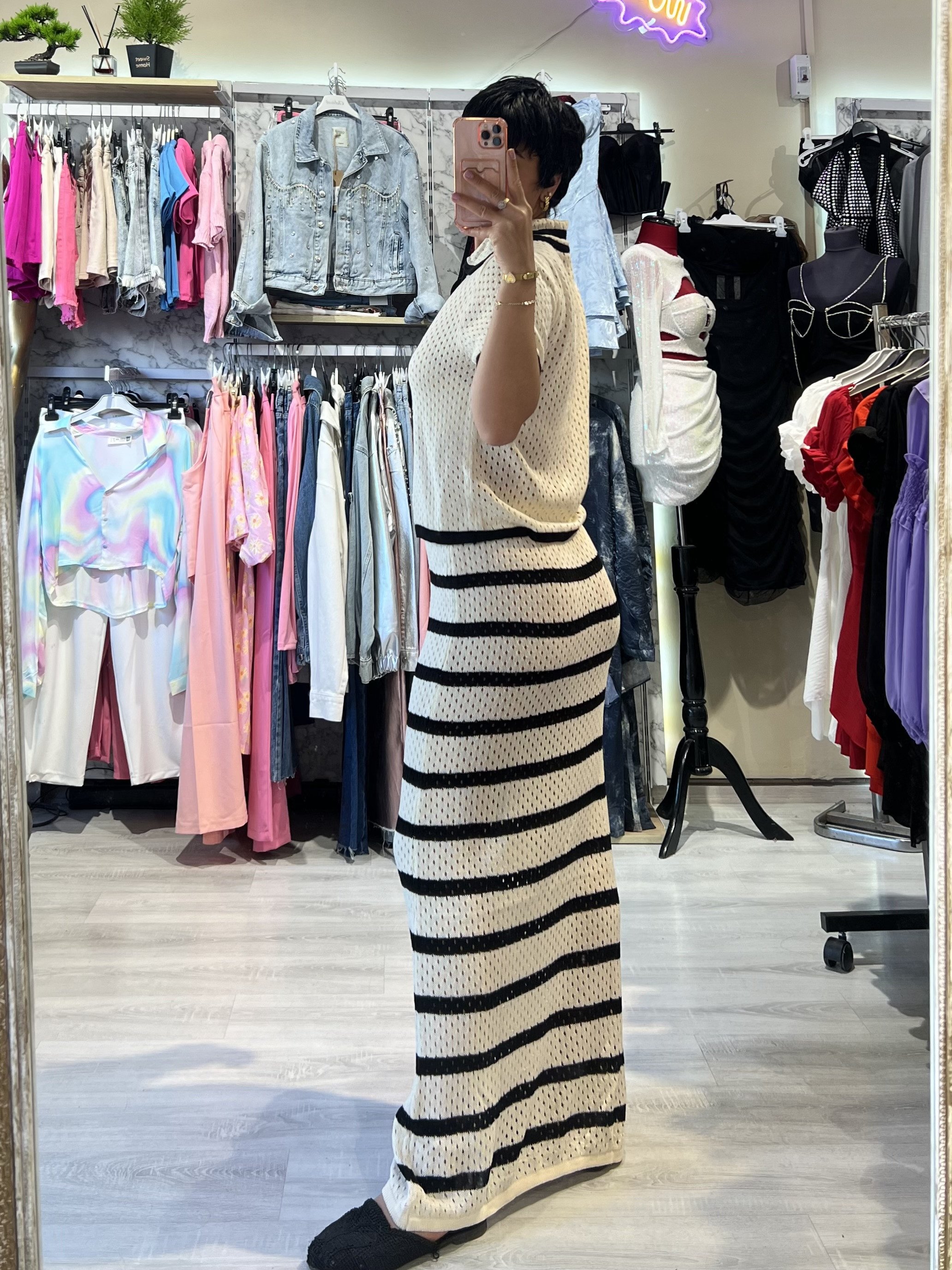 Marka Model Örme Kısa Kol Bluz & Etek Takım