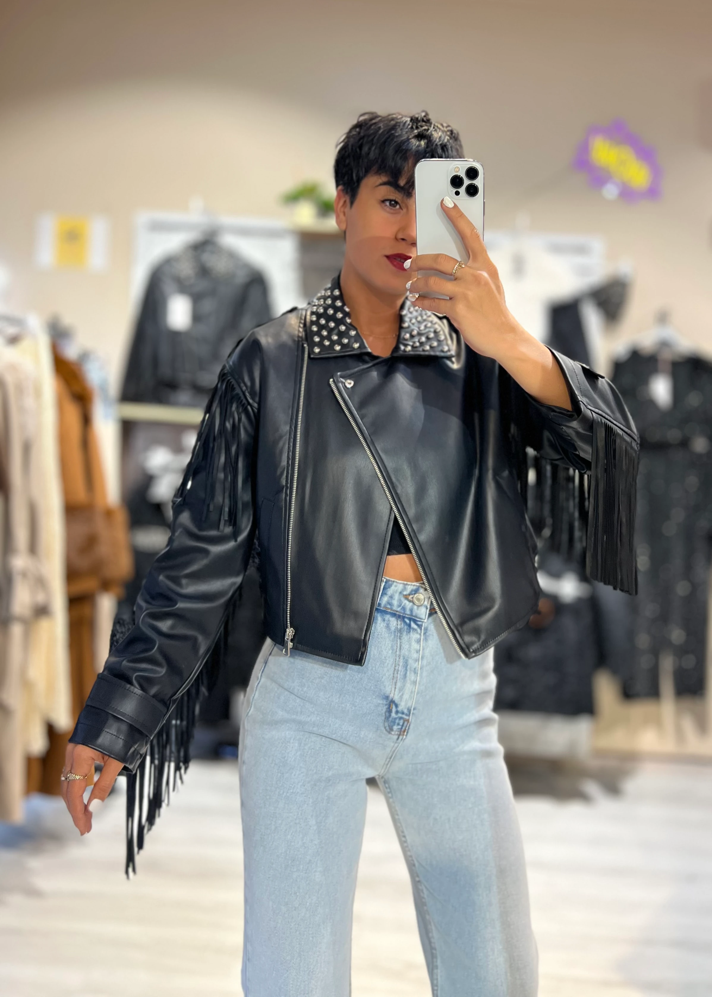 Premium Saçaklı Özel Tasarım Suni Deri Ceket 