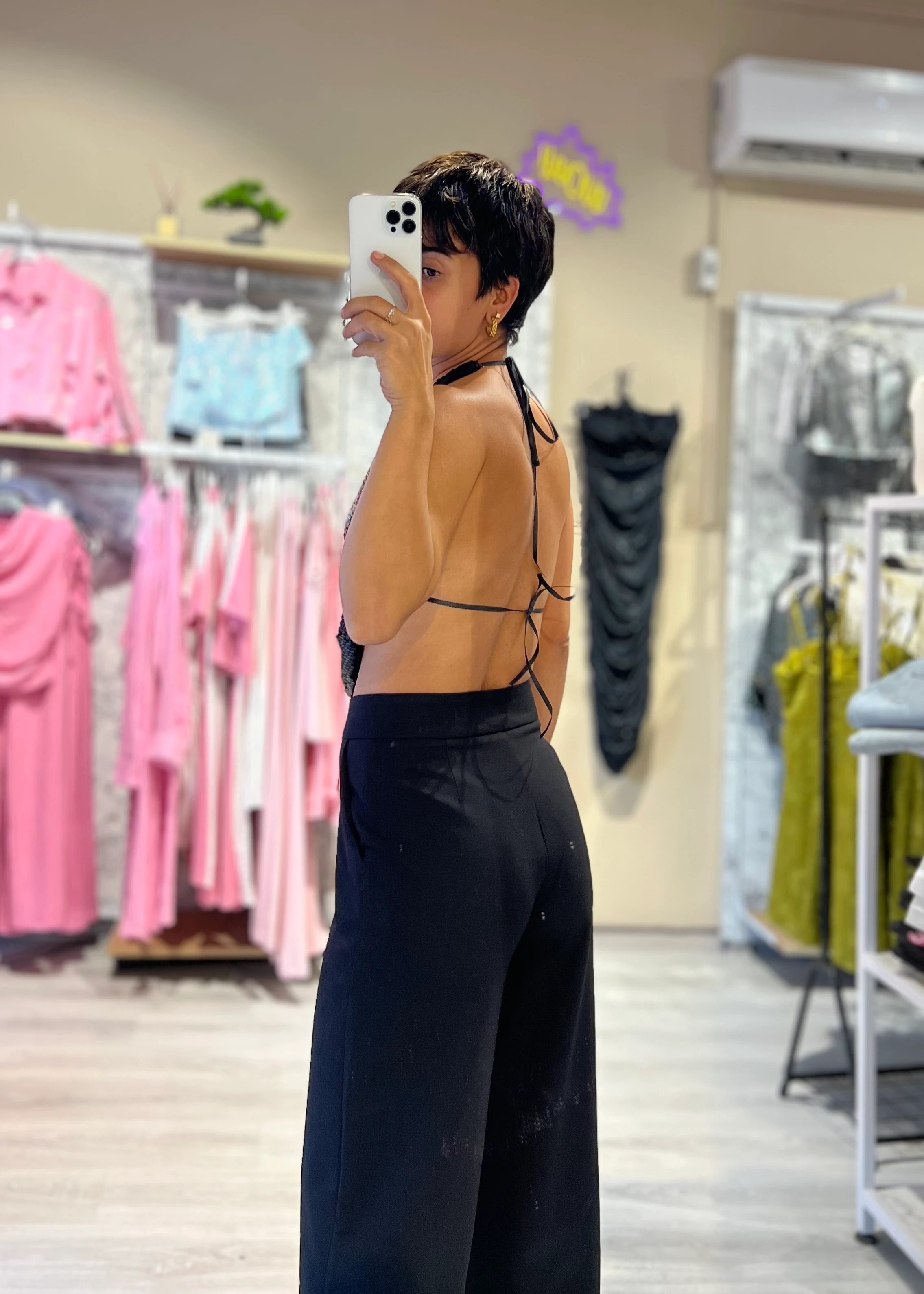 Sırt Dekolteli Tasarım PulPayet Büstiyer - SİYAH