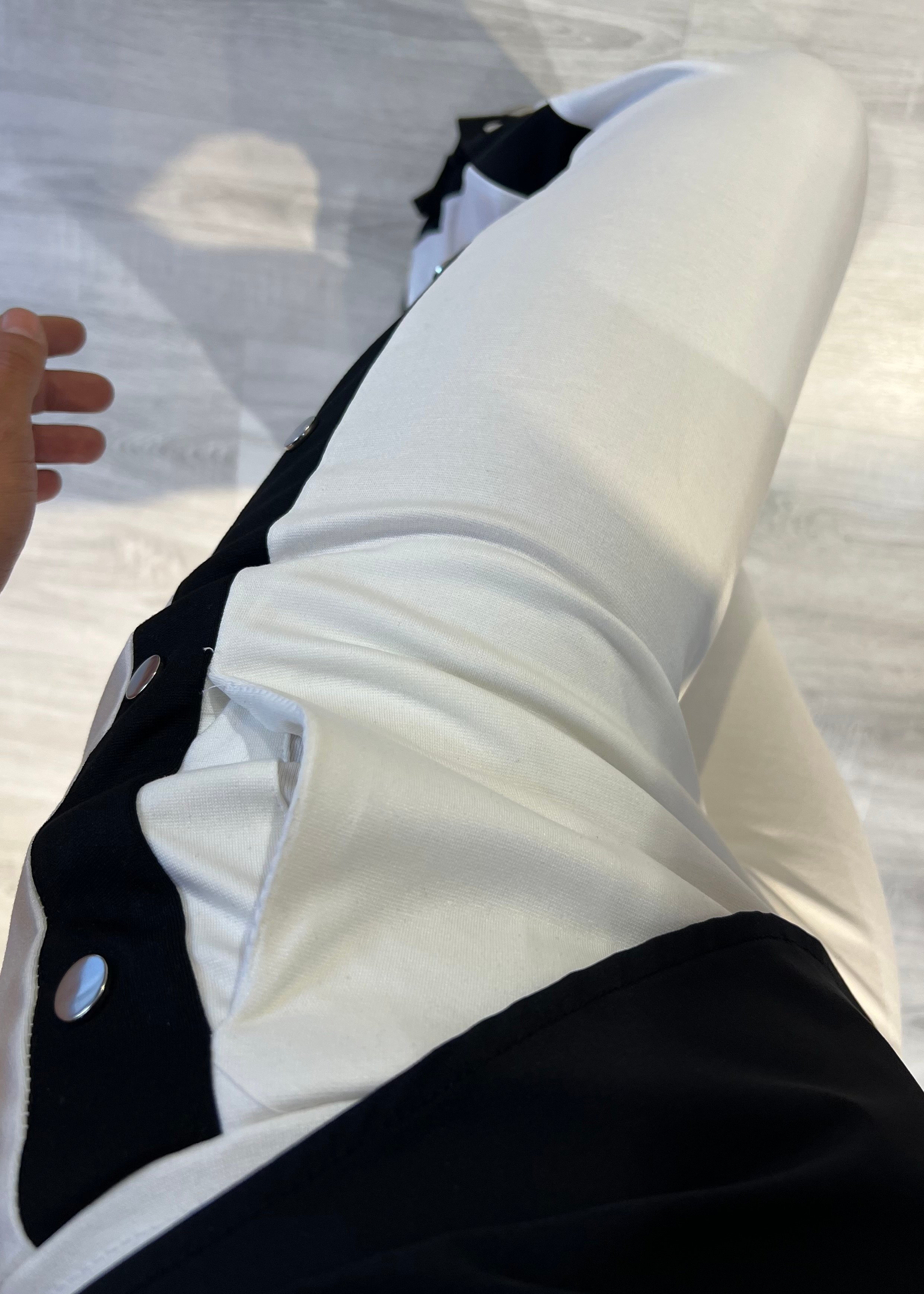 Beyaz Modal Kumaş Çıt Çıt Detaylı Pantolon