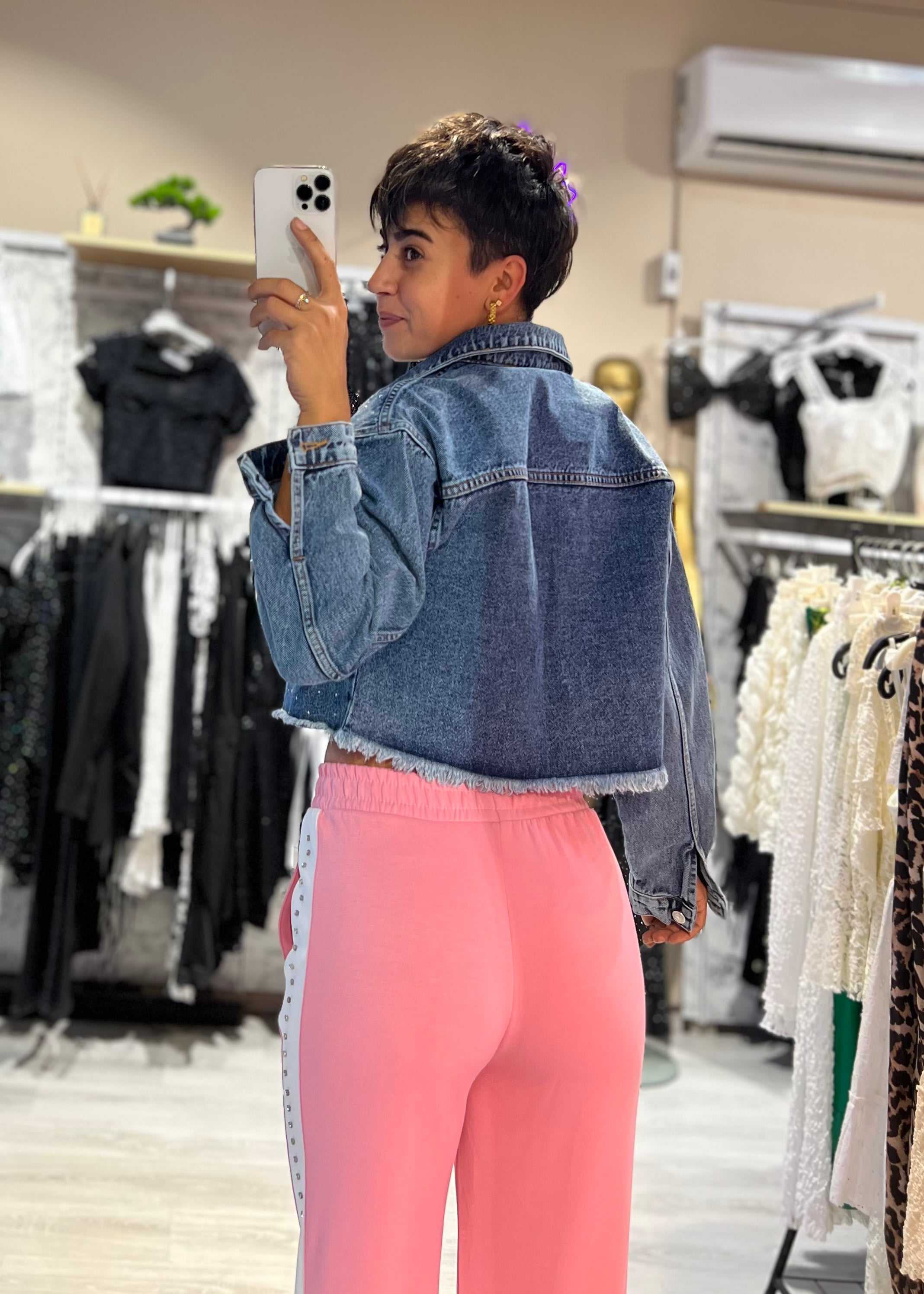 Mavi Taşlı Jean Ceket 