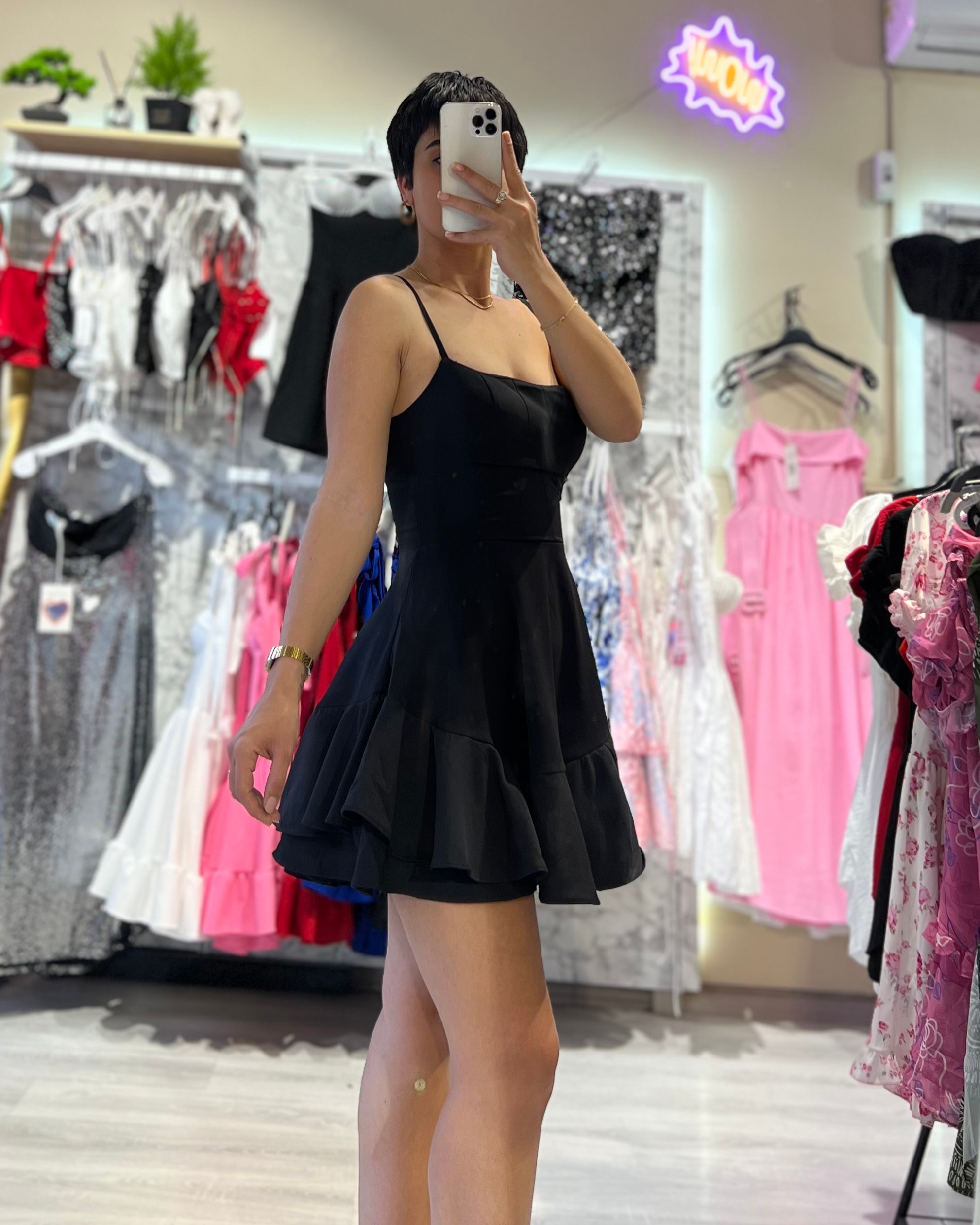 Atlas Kumaş Volanlı Prenses Model Elbise