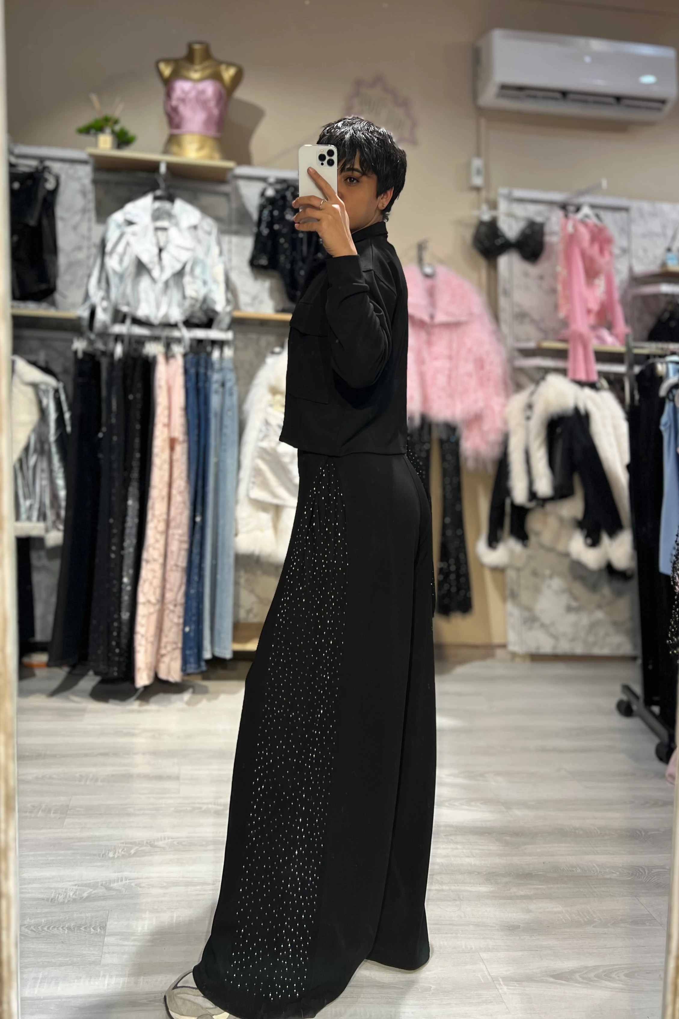 Black Shine Luxe Taşlı Takım