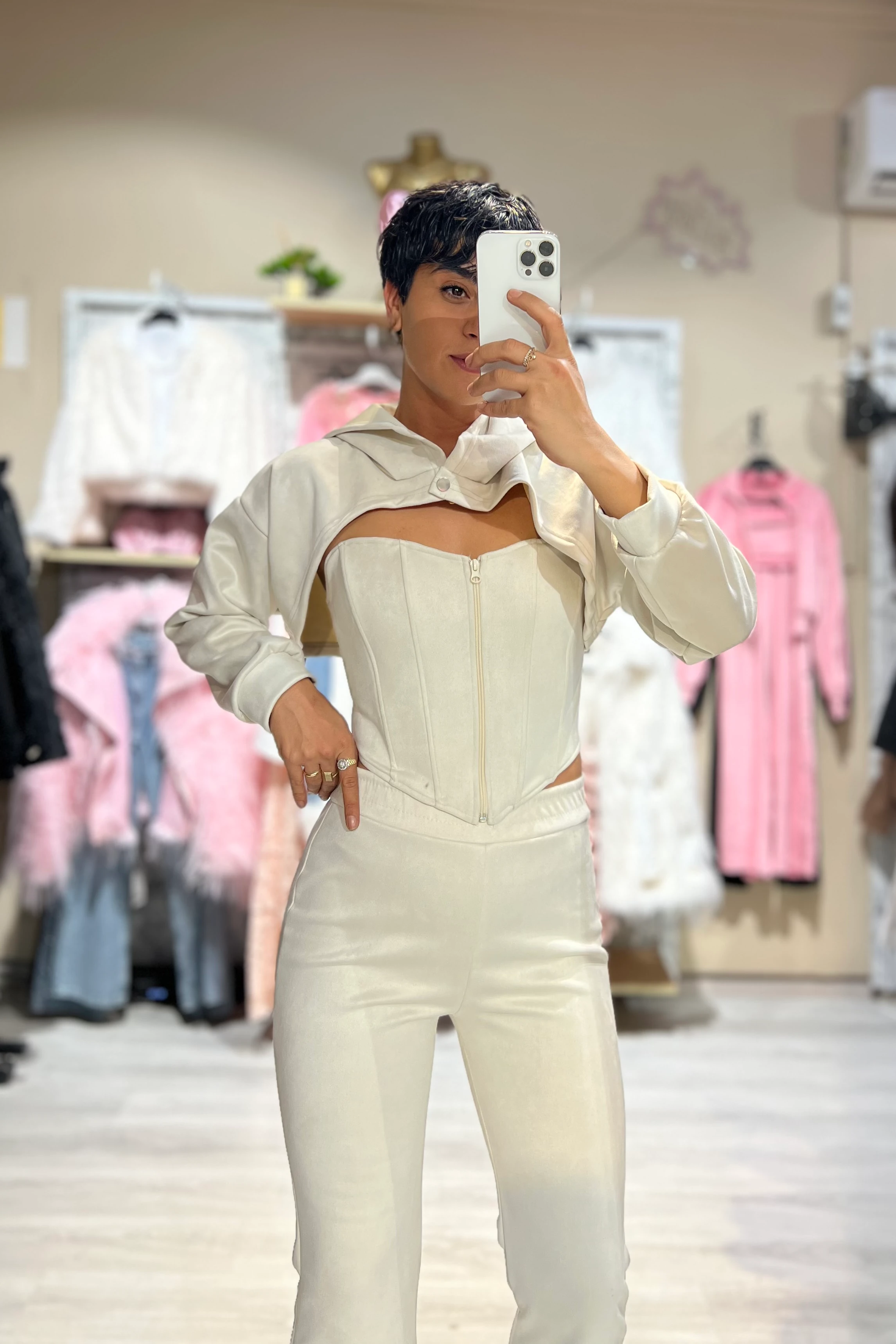 Süet 3’lü Büstiyer’li Luxury Takım  - BEJ