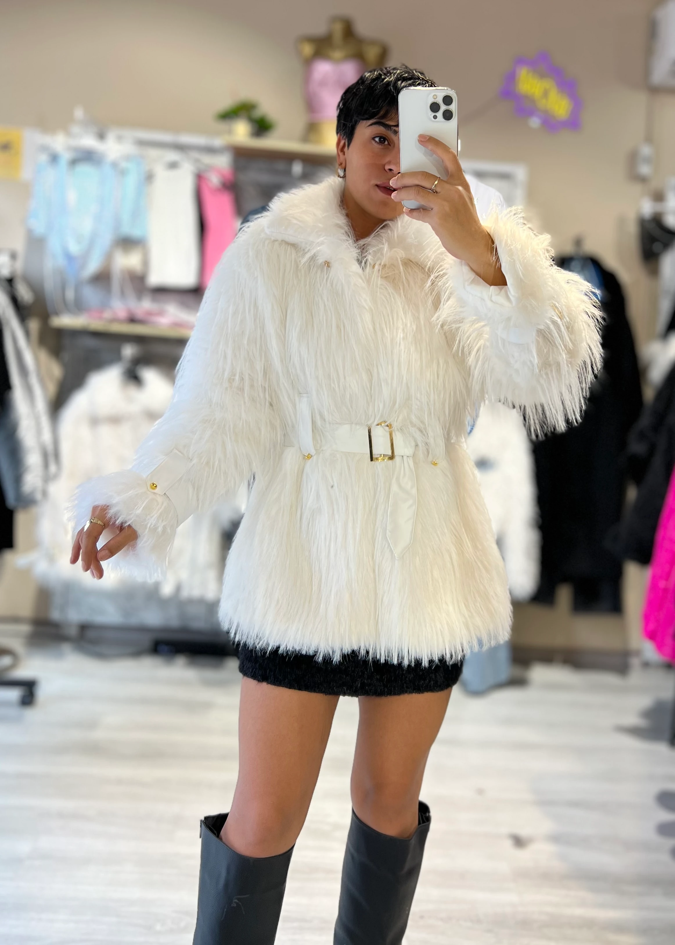 Luxury Kemerli Tasarım Kürk Mont