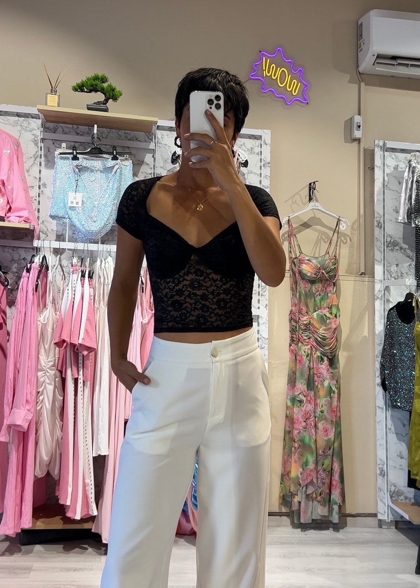 Marka Model Dantel Transparan Bluz - SİYAH