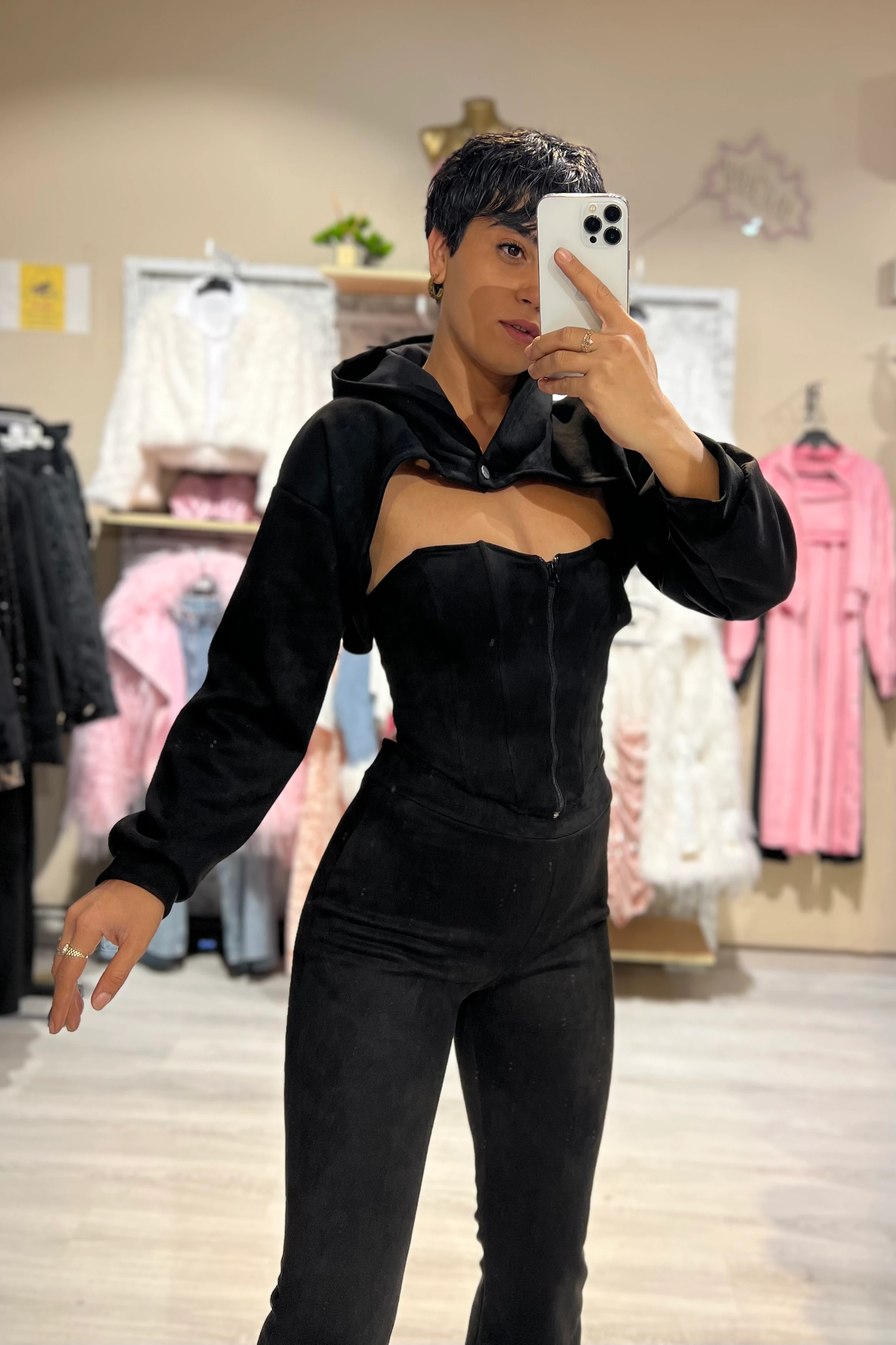 Süet 3’lü Büstiyer’li Luxury Takım  - SİYAH