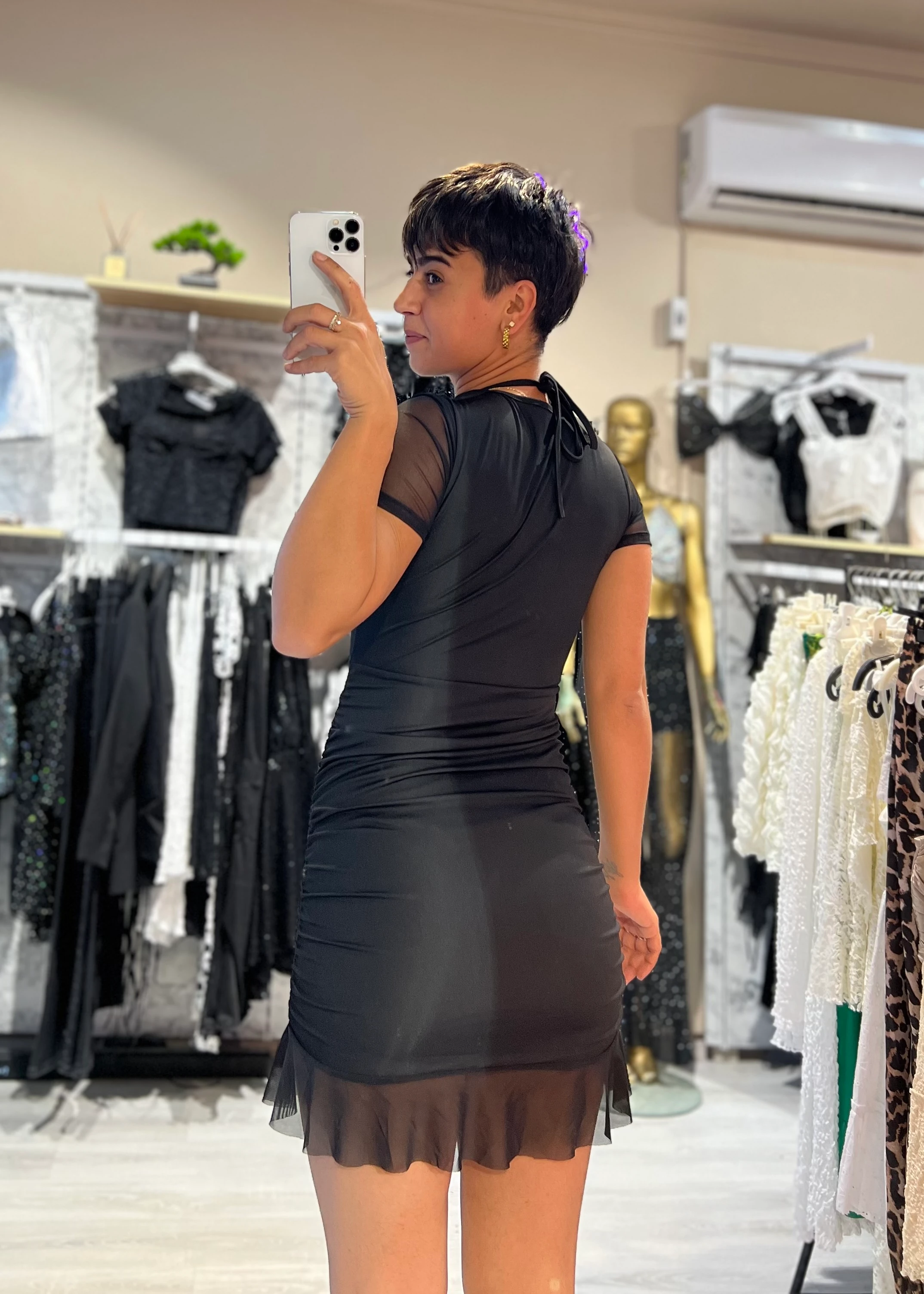 Özel Seri Büzgü Detaylı Elbise - SİYAH