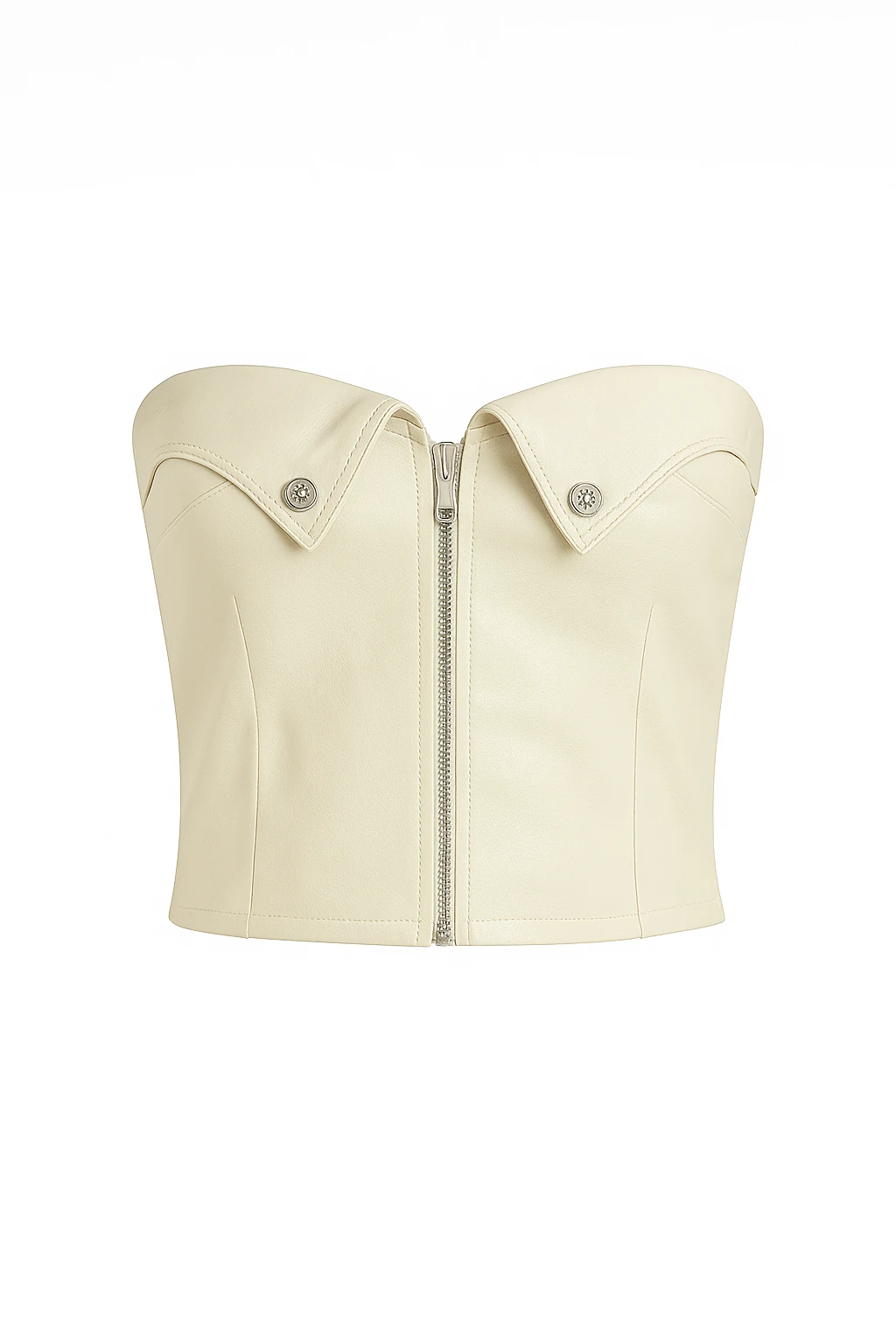 Straplez Suni Deri Büstiyer  - BEJ