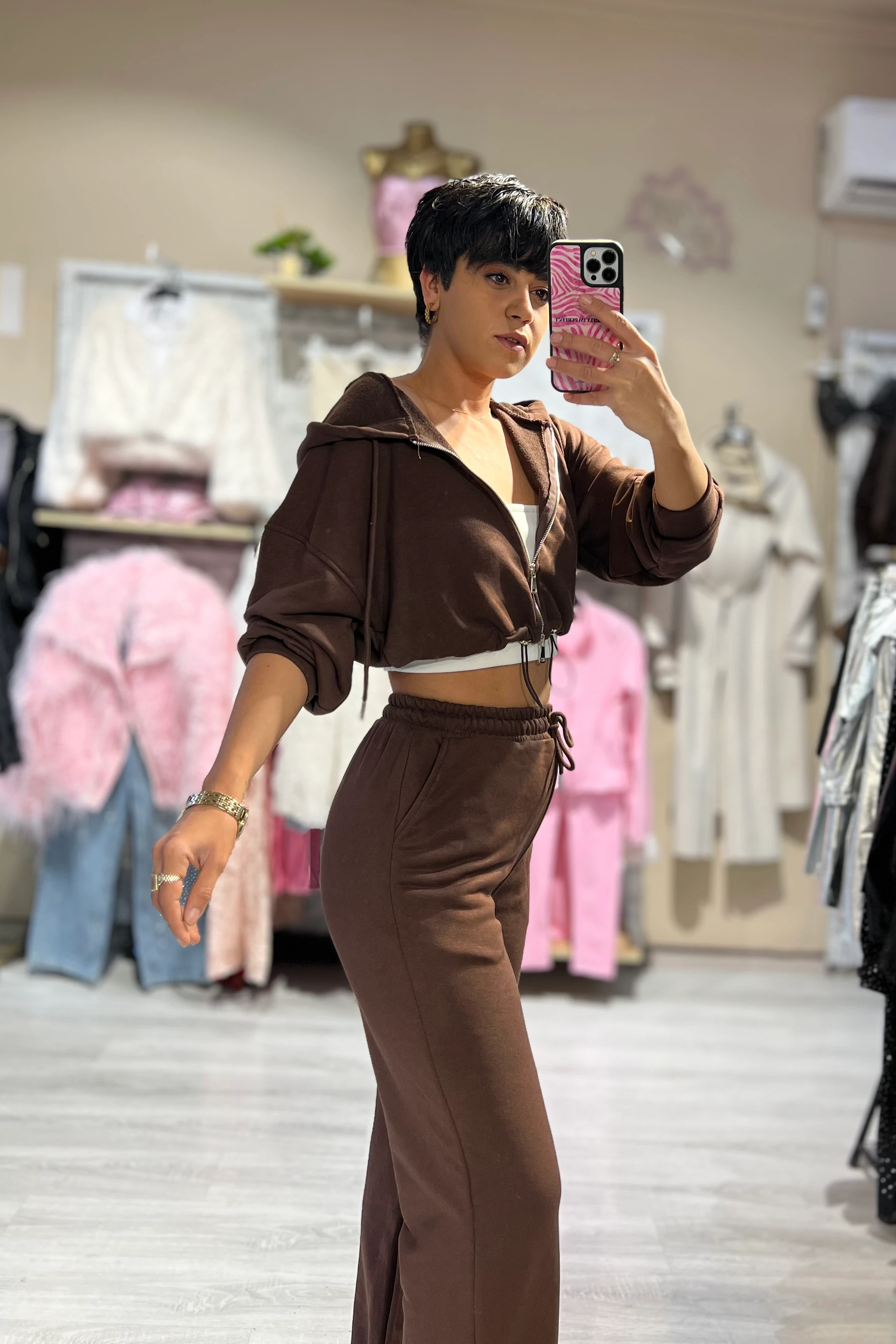 Kapüşonlu Sweat & Eşofman Altı 2’li Takım - KAHVERENGİ