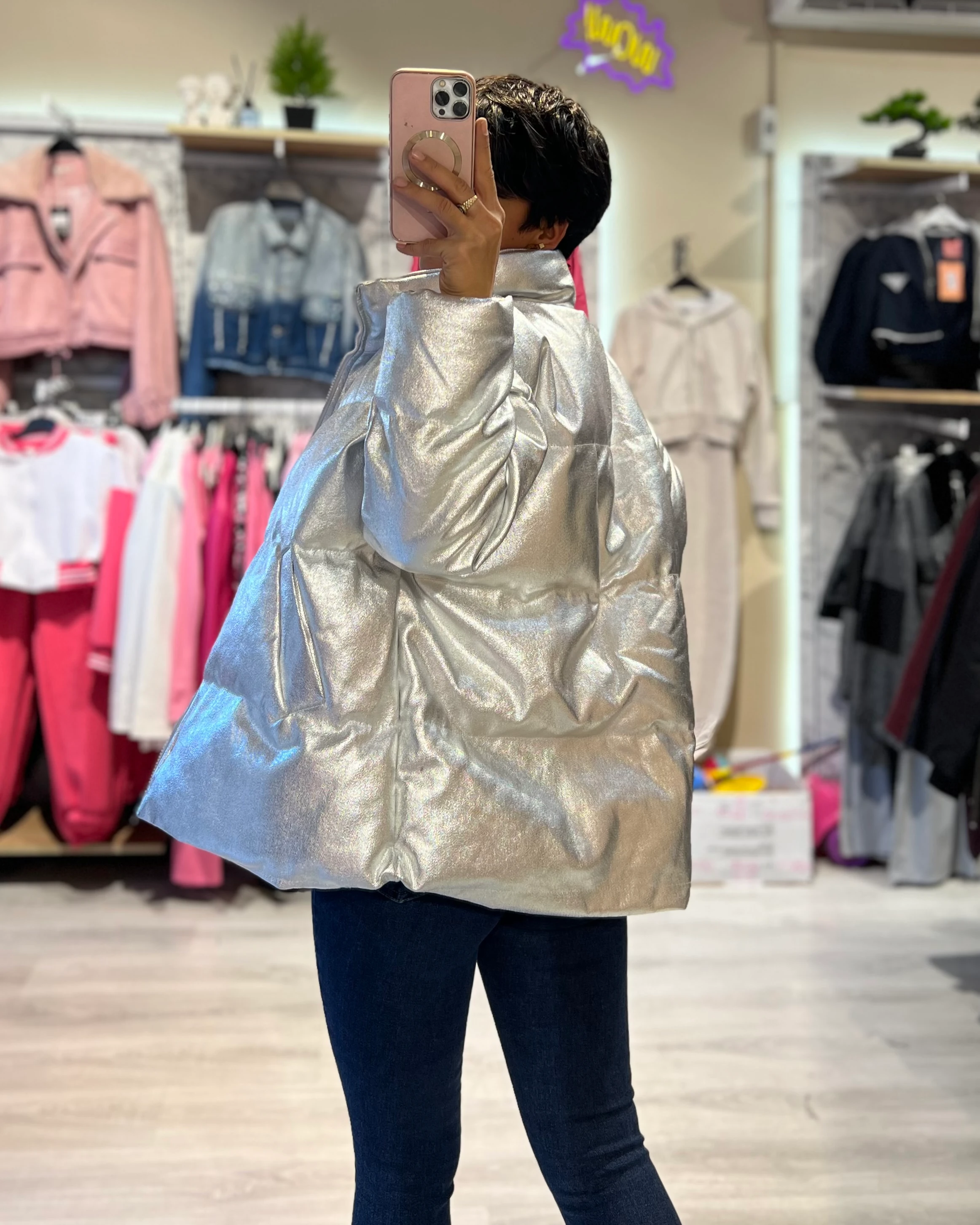 Puffer Oversize Mont - SİLVER