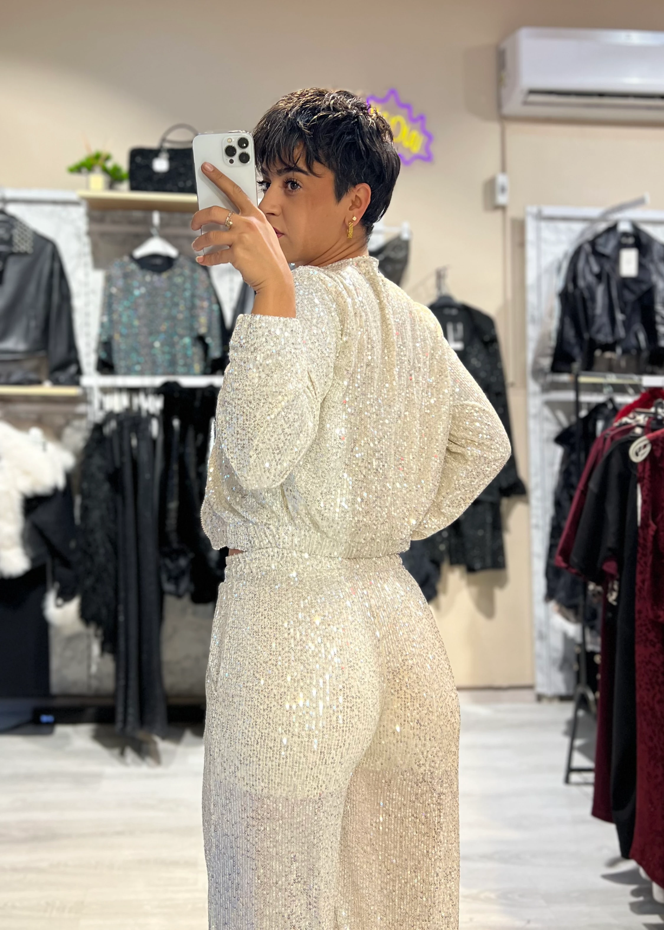 Luxury PulPayet Ceket Büstiyer Pantolon 3’Lü Takım - SİLVER