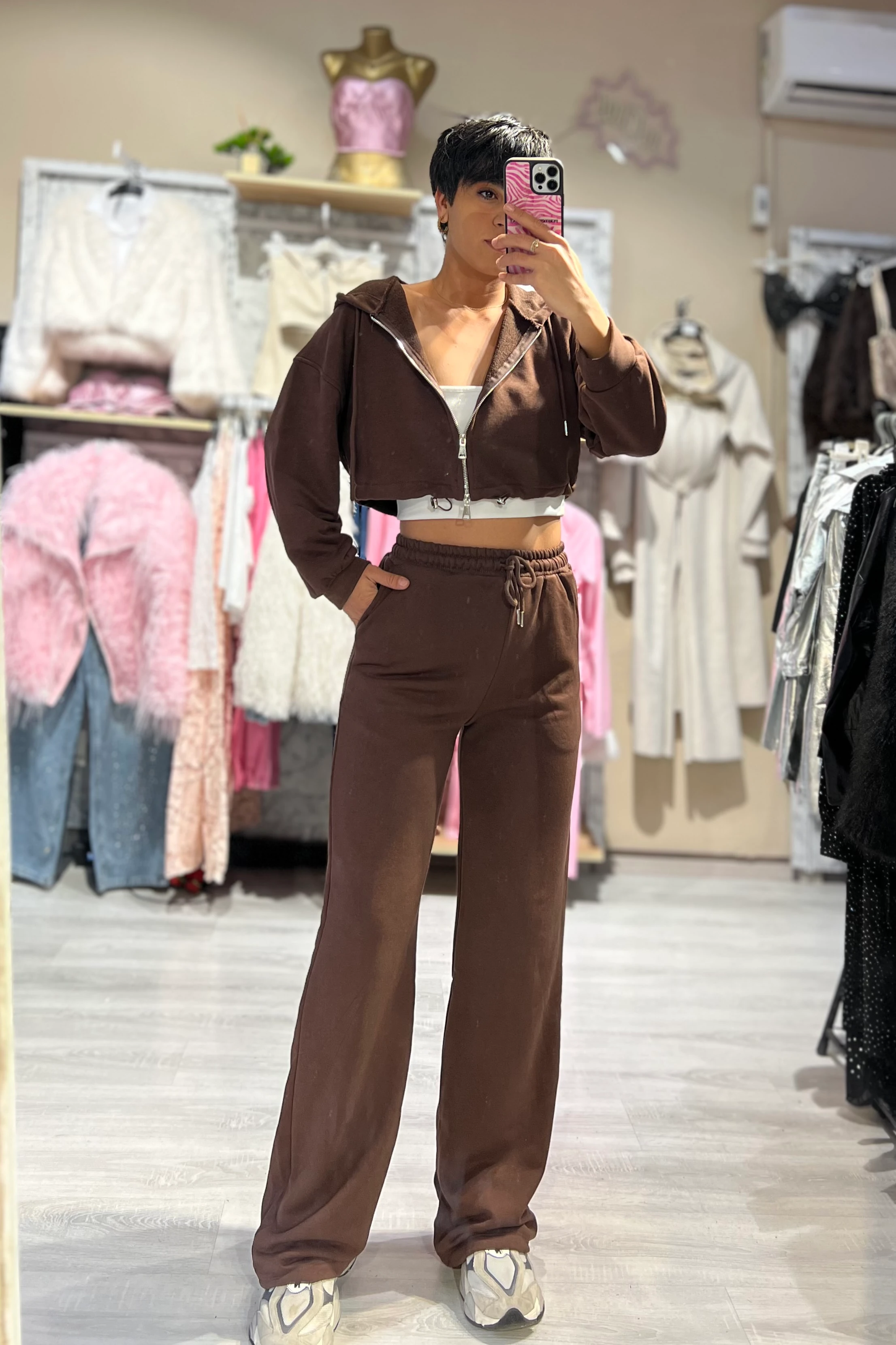 Kapüşonlu Sweat & Eşofman Altı 2’li Takım - KAHVERENGİ