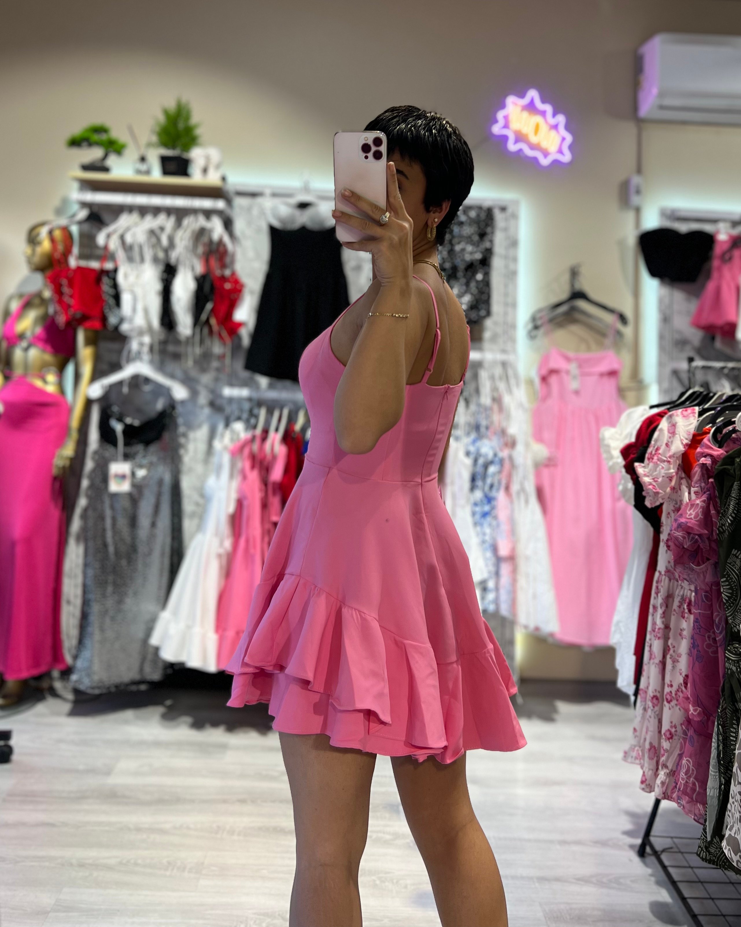 Atlas Kumaş Volanlı Prenses Model Elbise