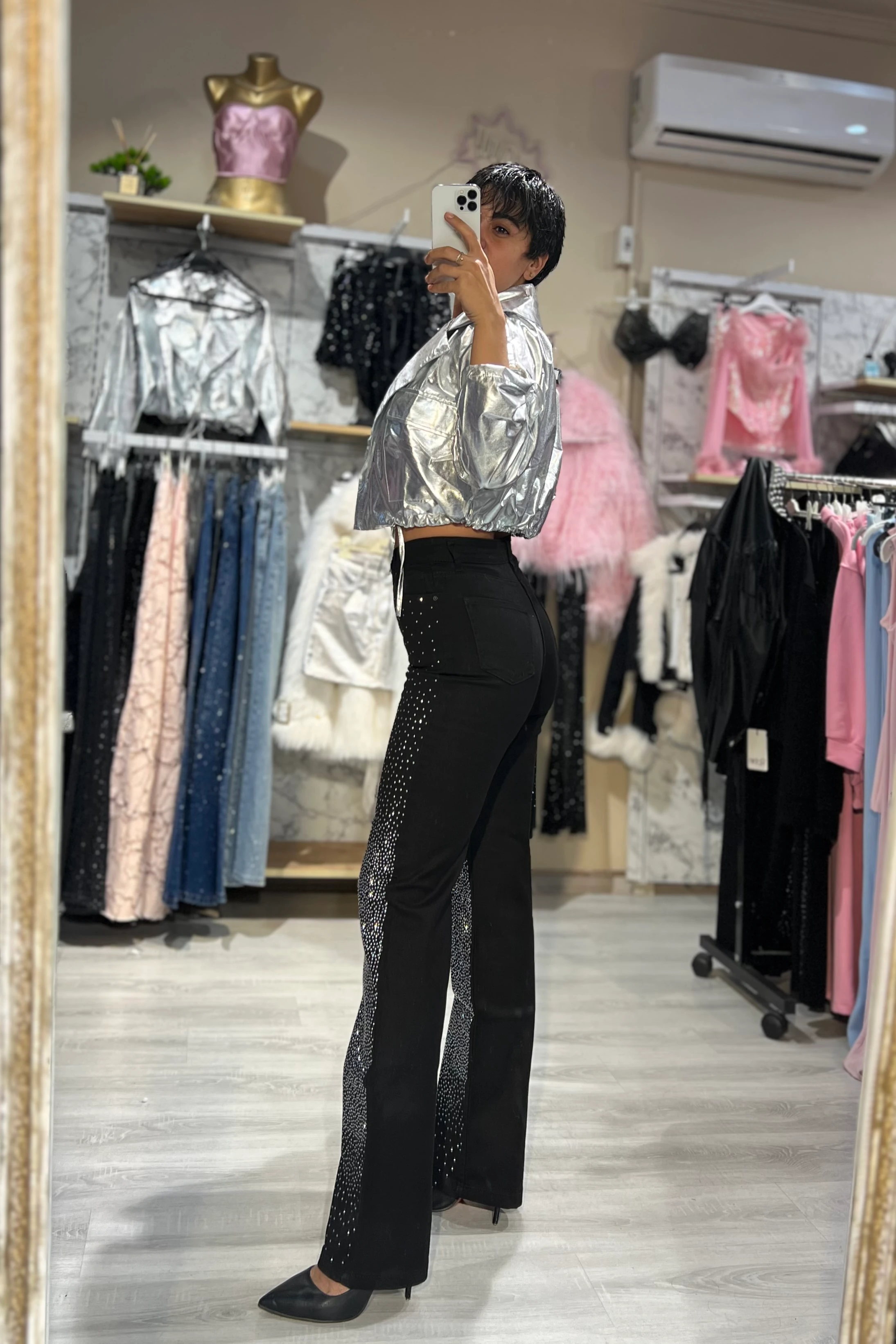 Glowline Straight Fit Taşlı Jean Pantolon 