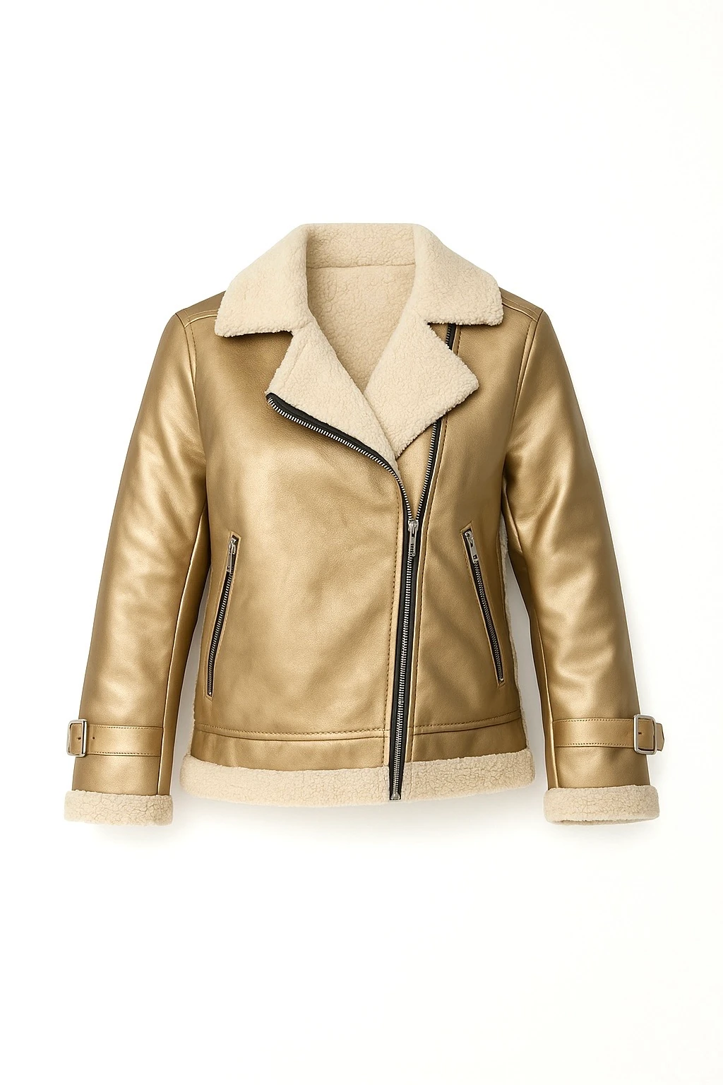Belinda Parlak Deri Ceket  - GOLD