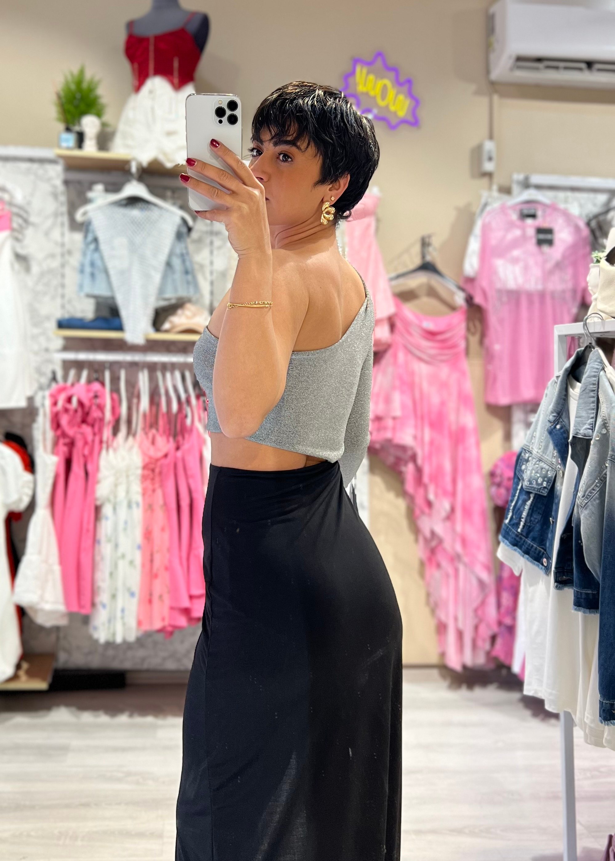 Tek Omuz Yırtmaçlı Maxi Boy Elbise