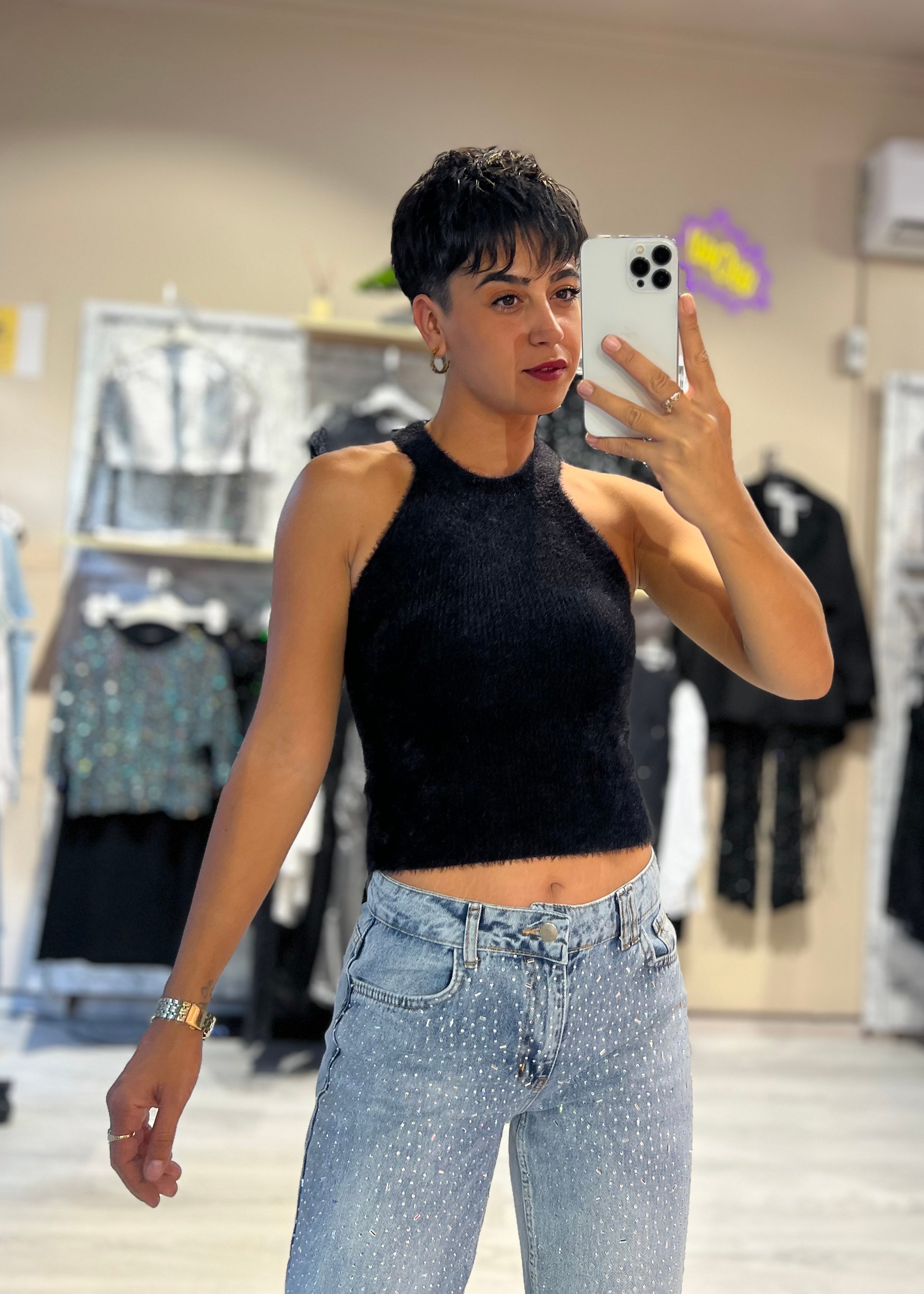 Halter Yaka Yumoş Bluz