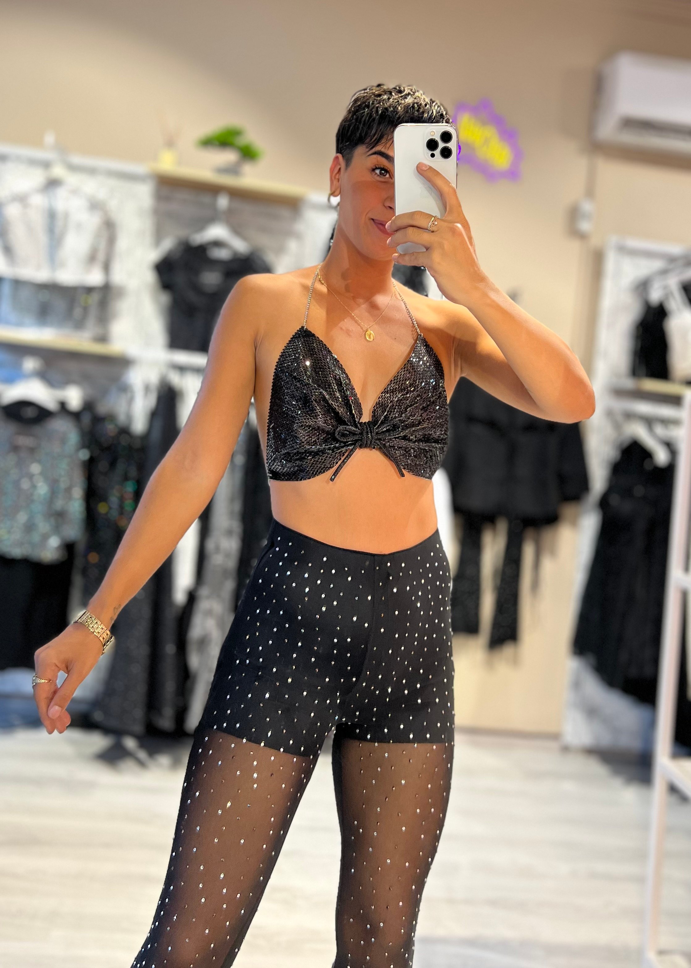  Shine Premium Taşlı Tül Pantolon