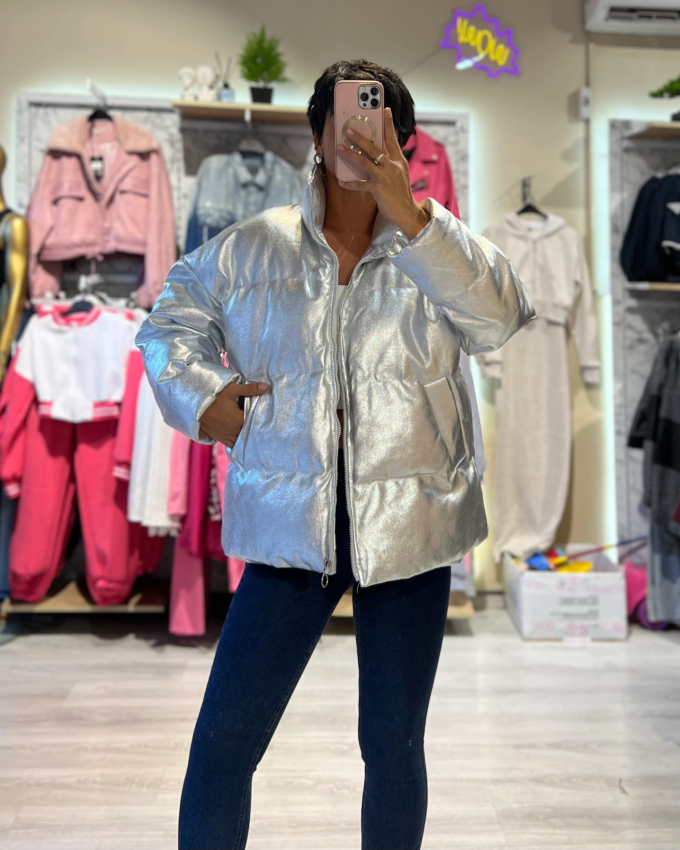 Puffer Oversize Mont - SİLVER