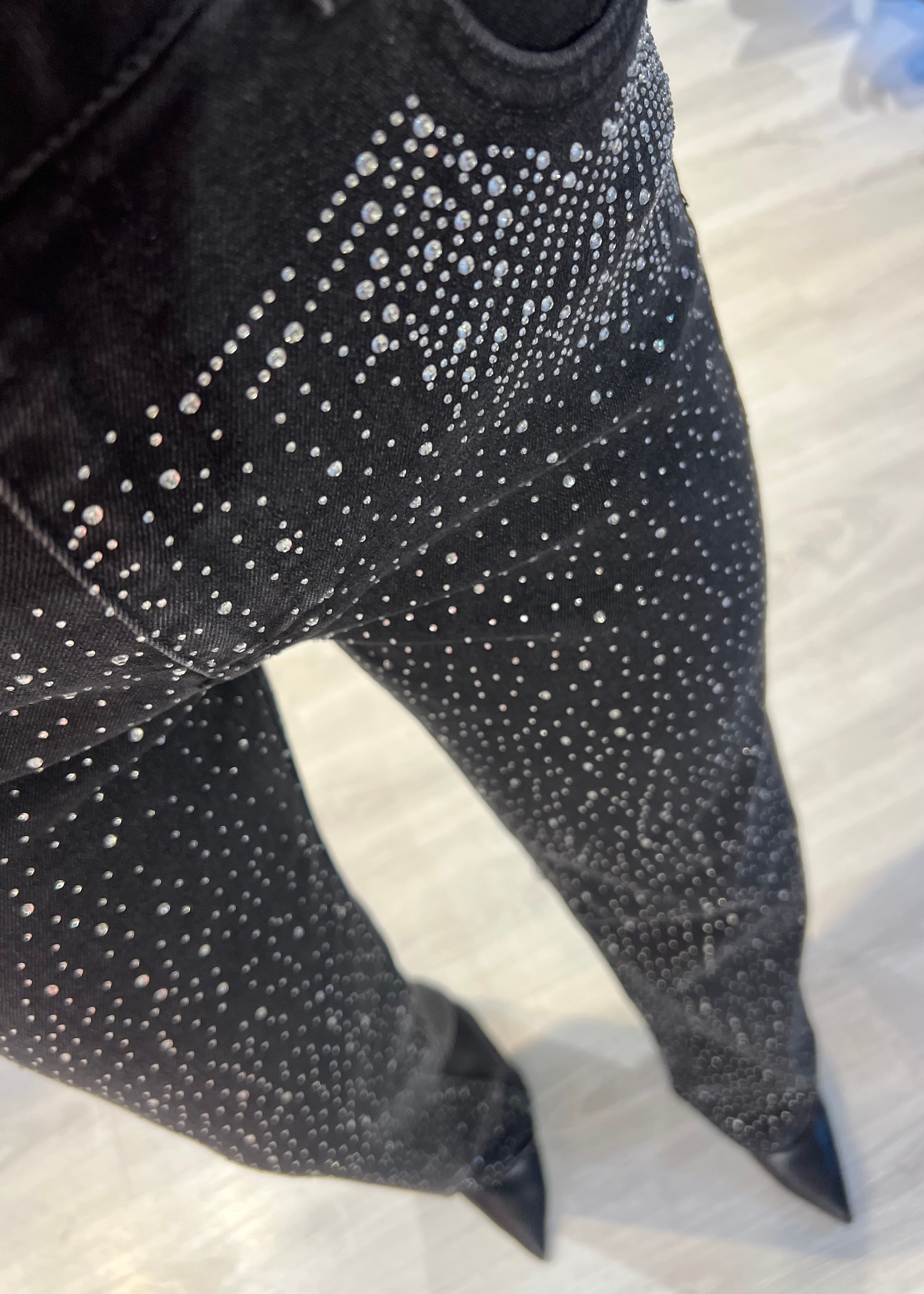 Taşlı Ultra Yüksek Bel Likralı Taşlı Jean Pantolon