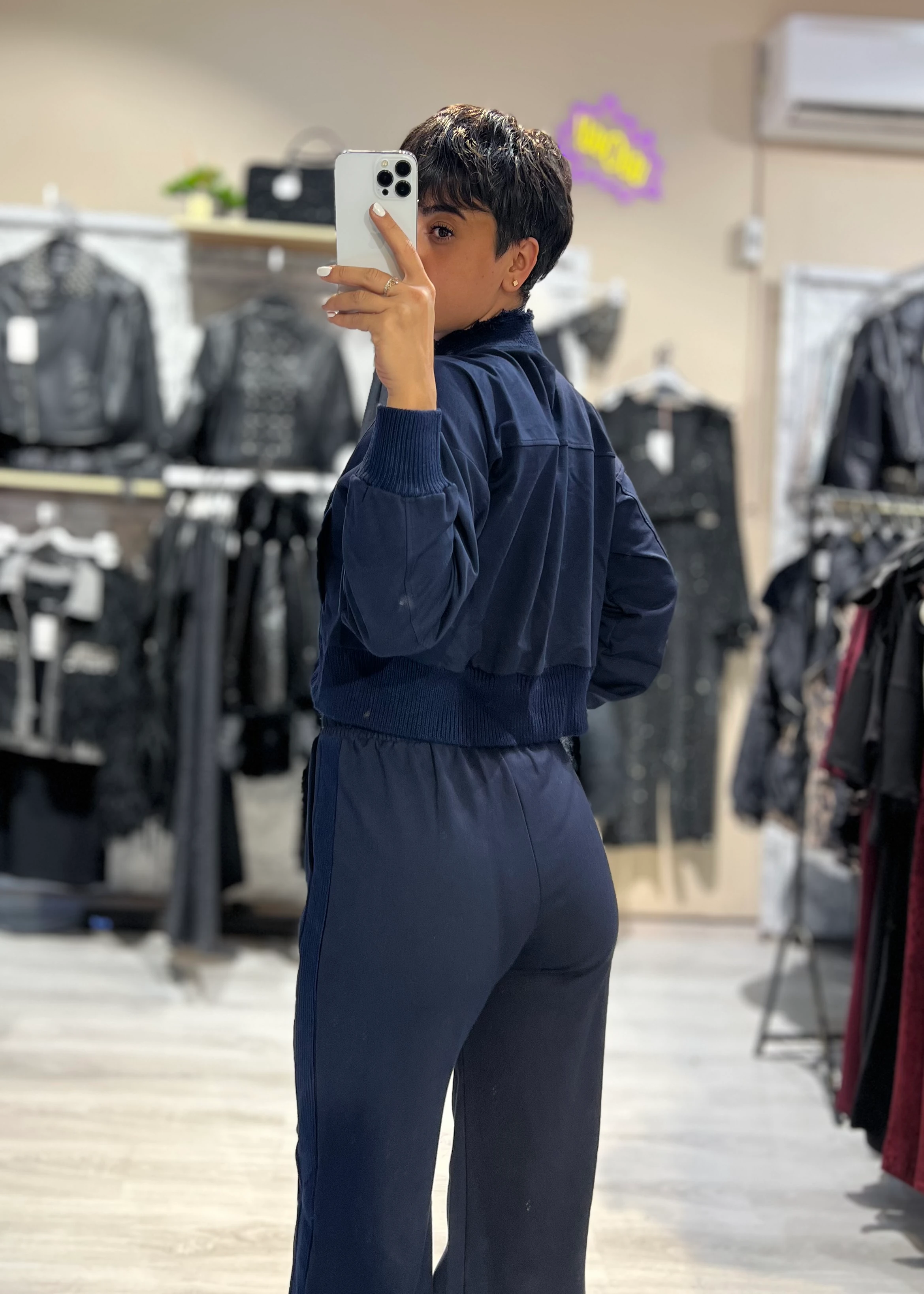 Lacivert Triko Detaylı Hırka & Eşofman Altı 2'Li Takım