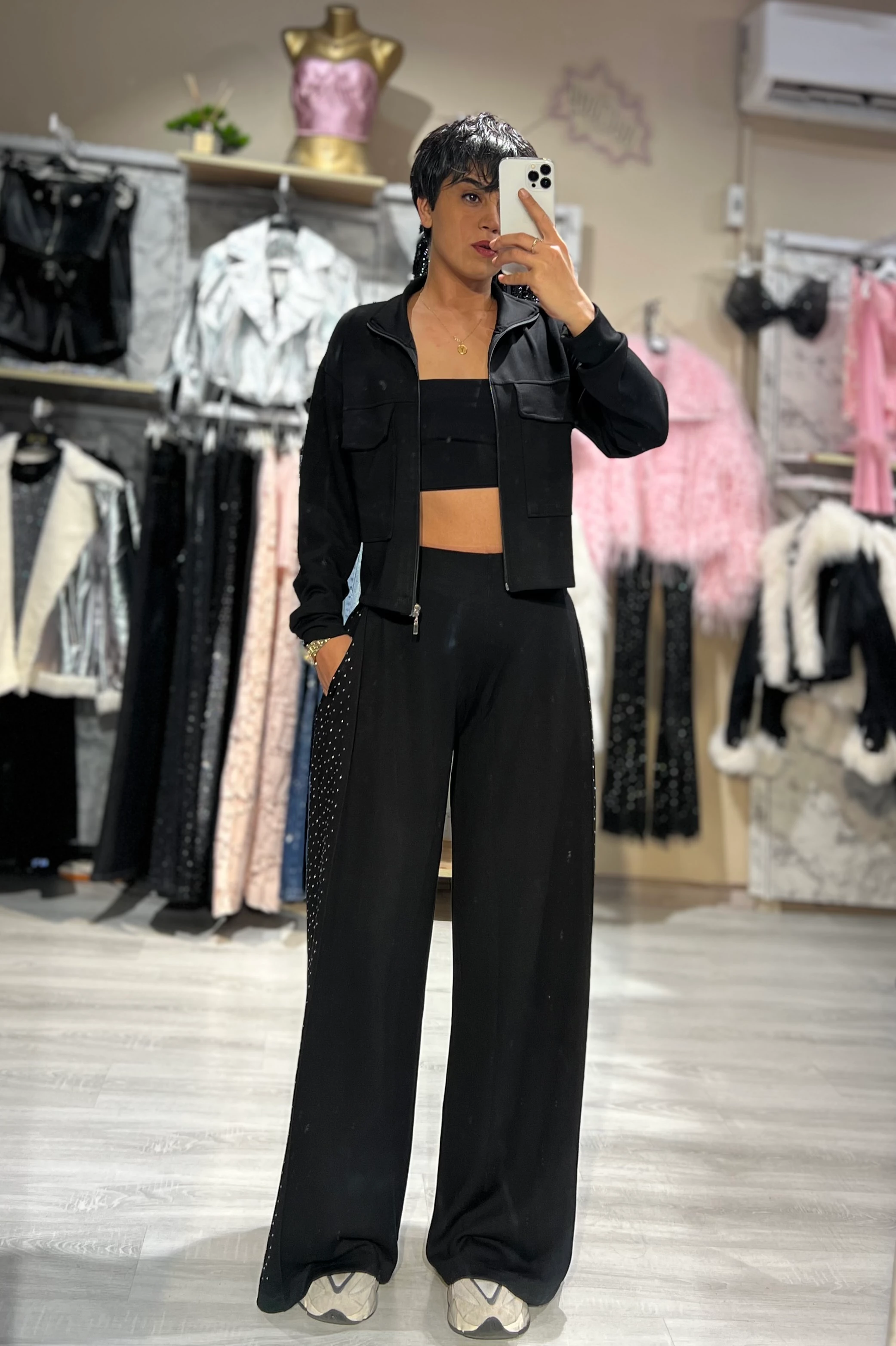 Black Shine Luxe Taşlı Takım