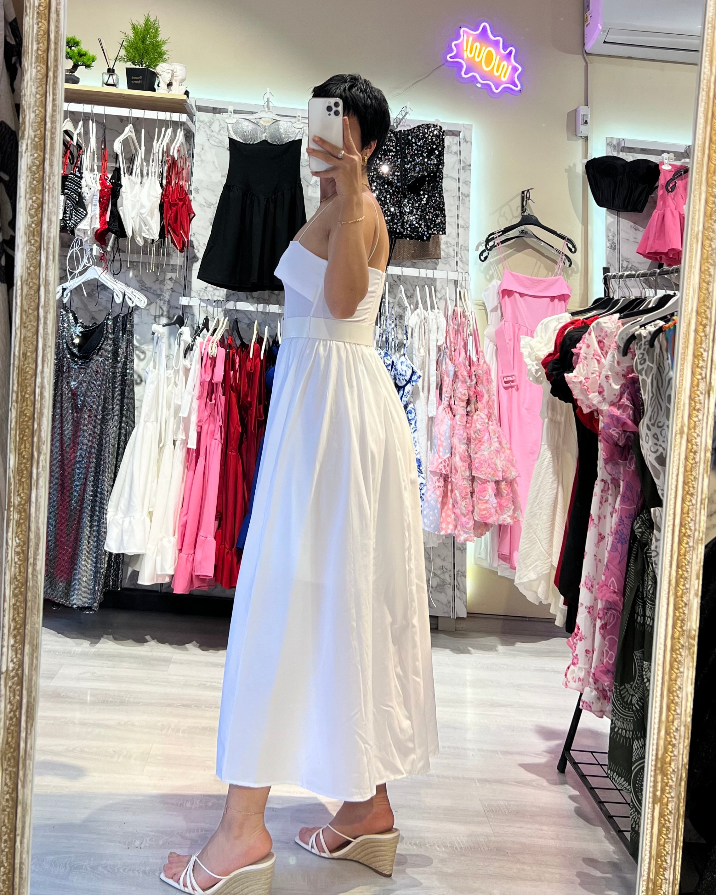 Poplin Prenses Model Kemer Aksesuarlı Uzun Elbise