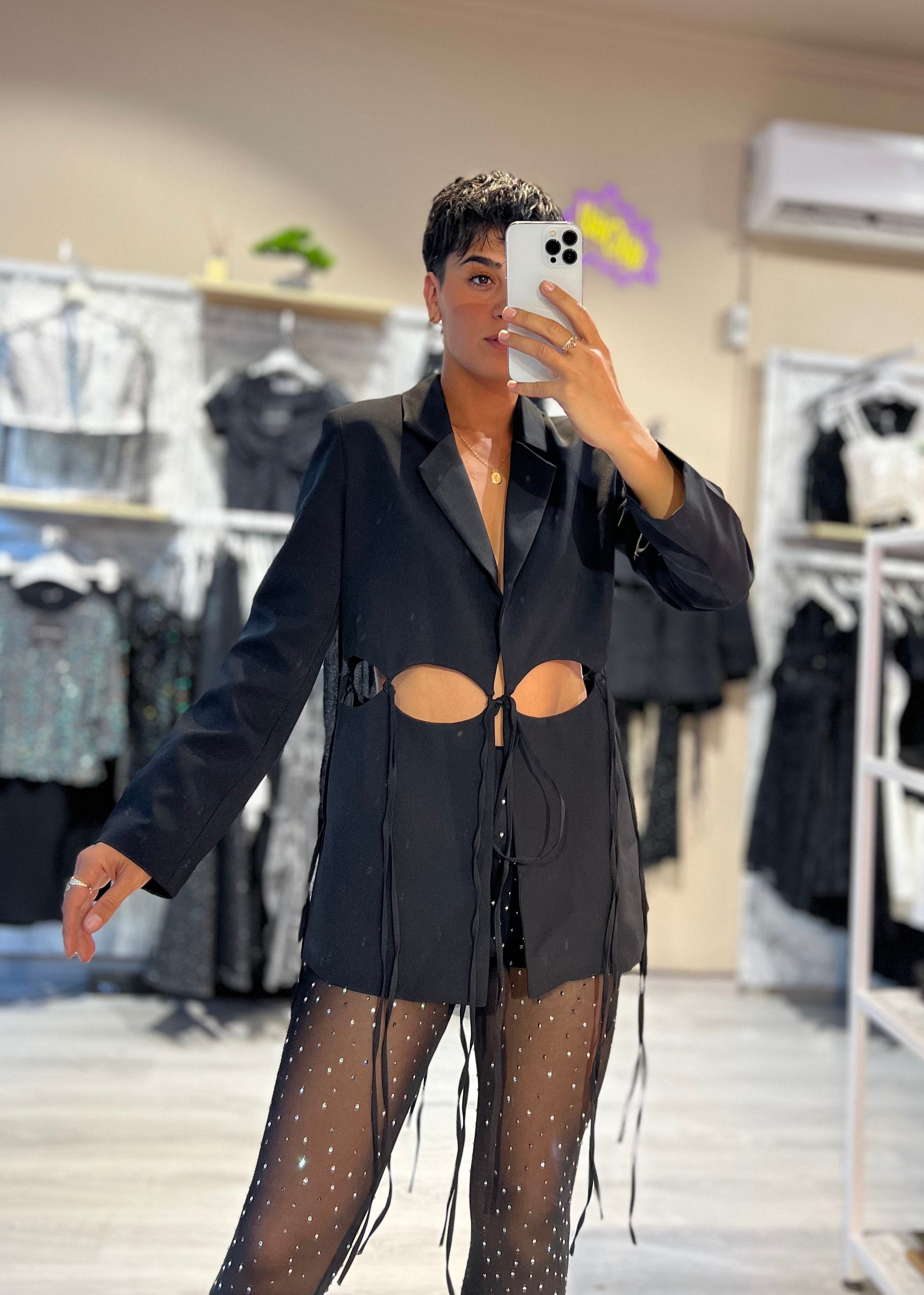Özel Tasarım Pencere Dekolteli Blazer Ceket