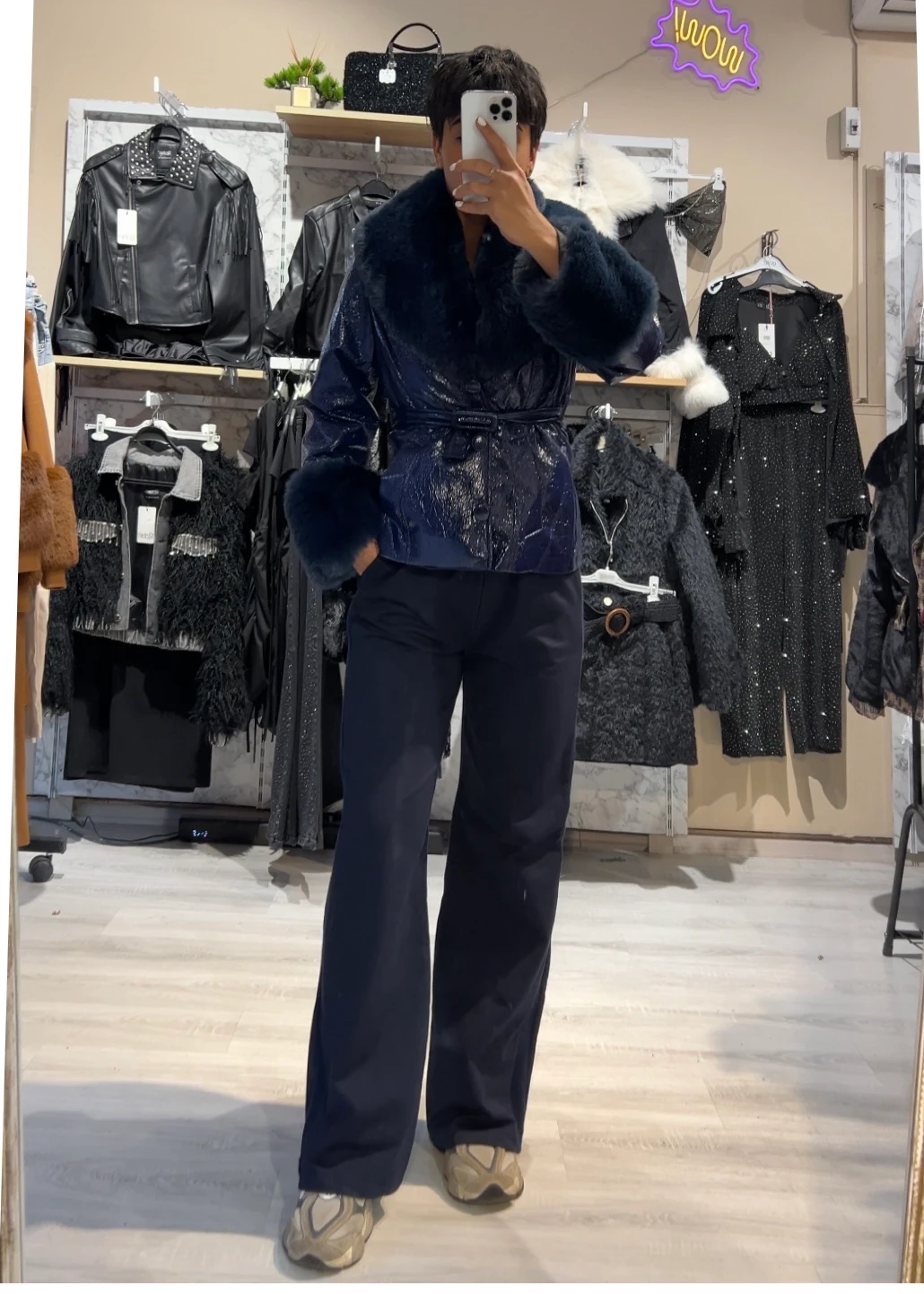 Noemi Kürklü Rugan Mont  - LACİVERT