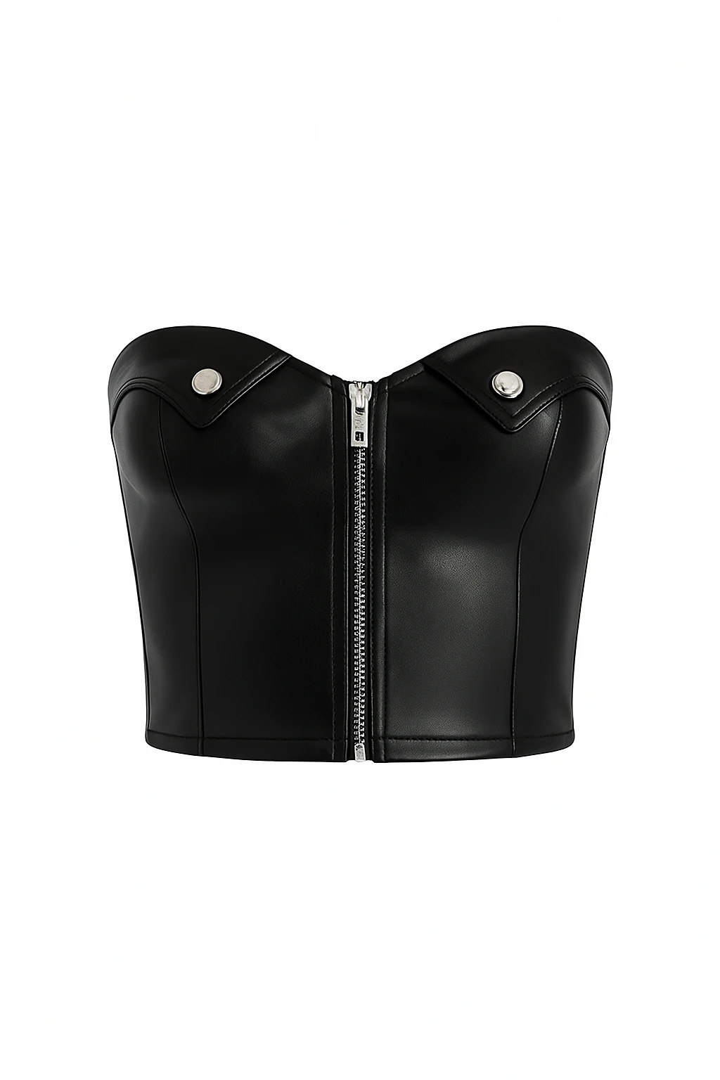 Straplez Suni Deri Büstiyer  - SİYAH