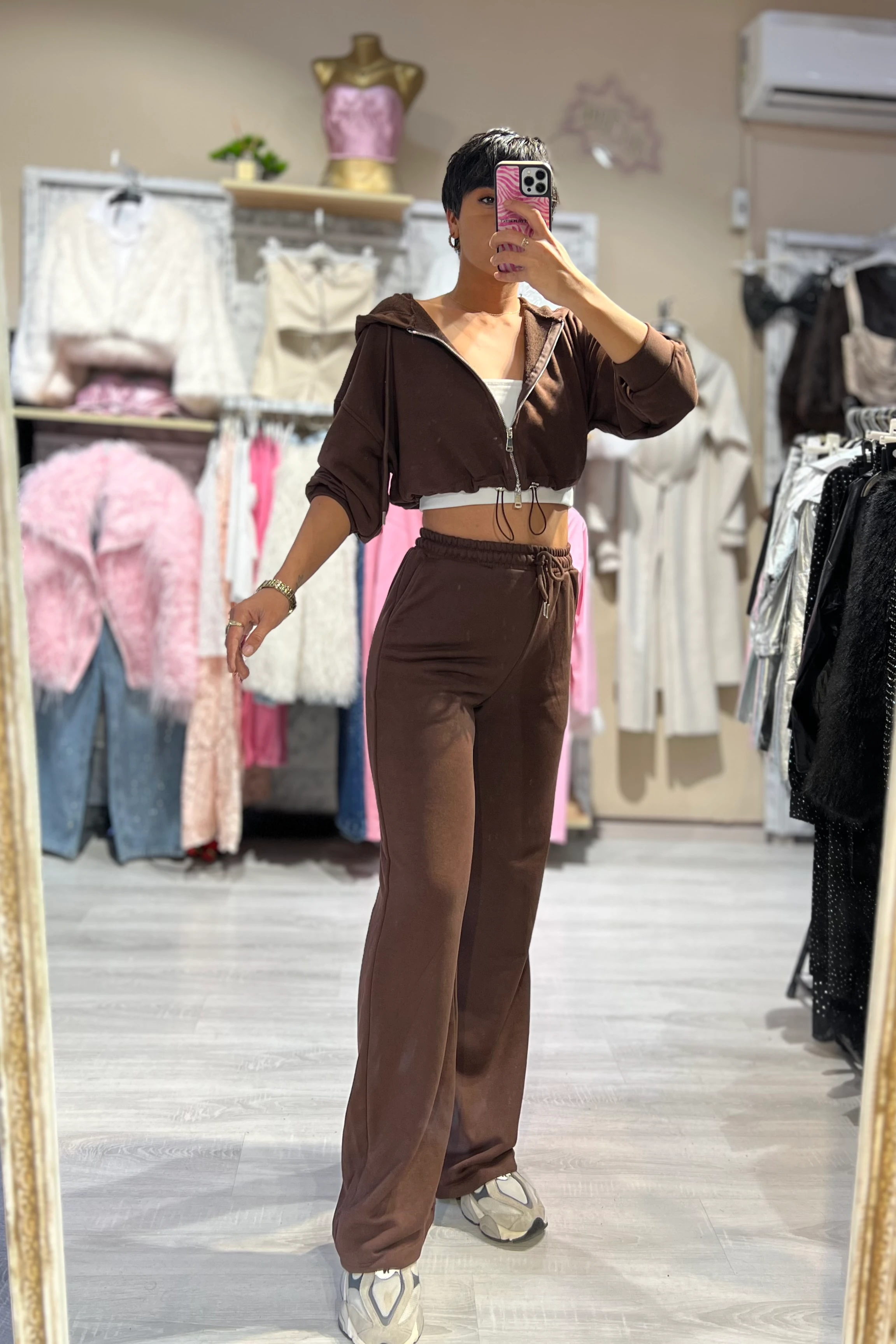 Kapüşonlu Sweat & Eşofman Altı 2’li Takım - KAHVERENGİ