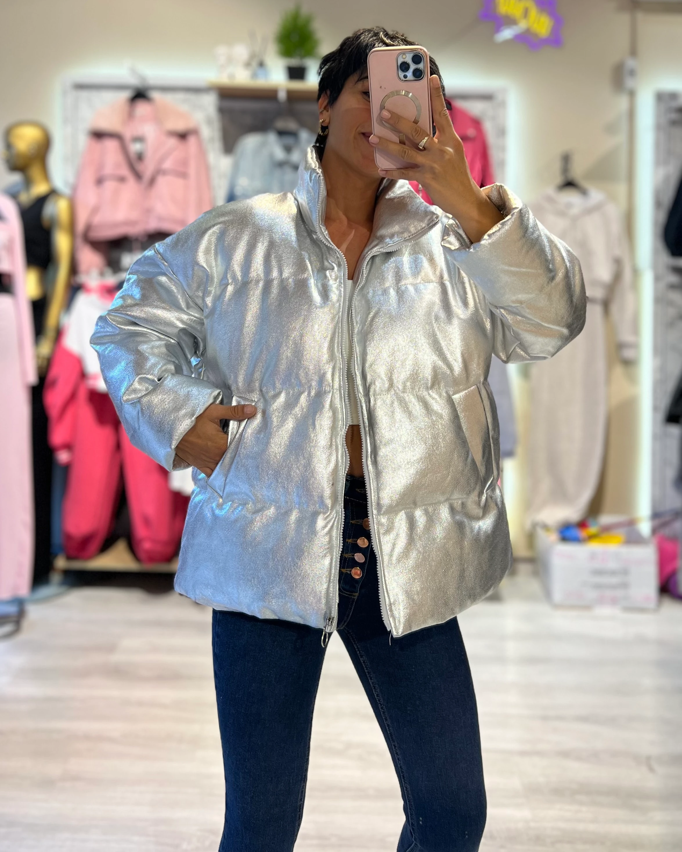 Puffer Oversize Mont - SİLVER