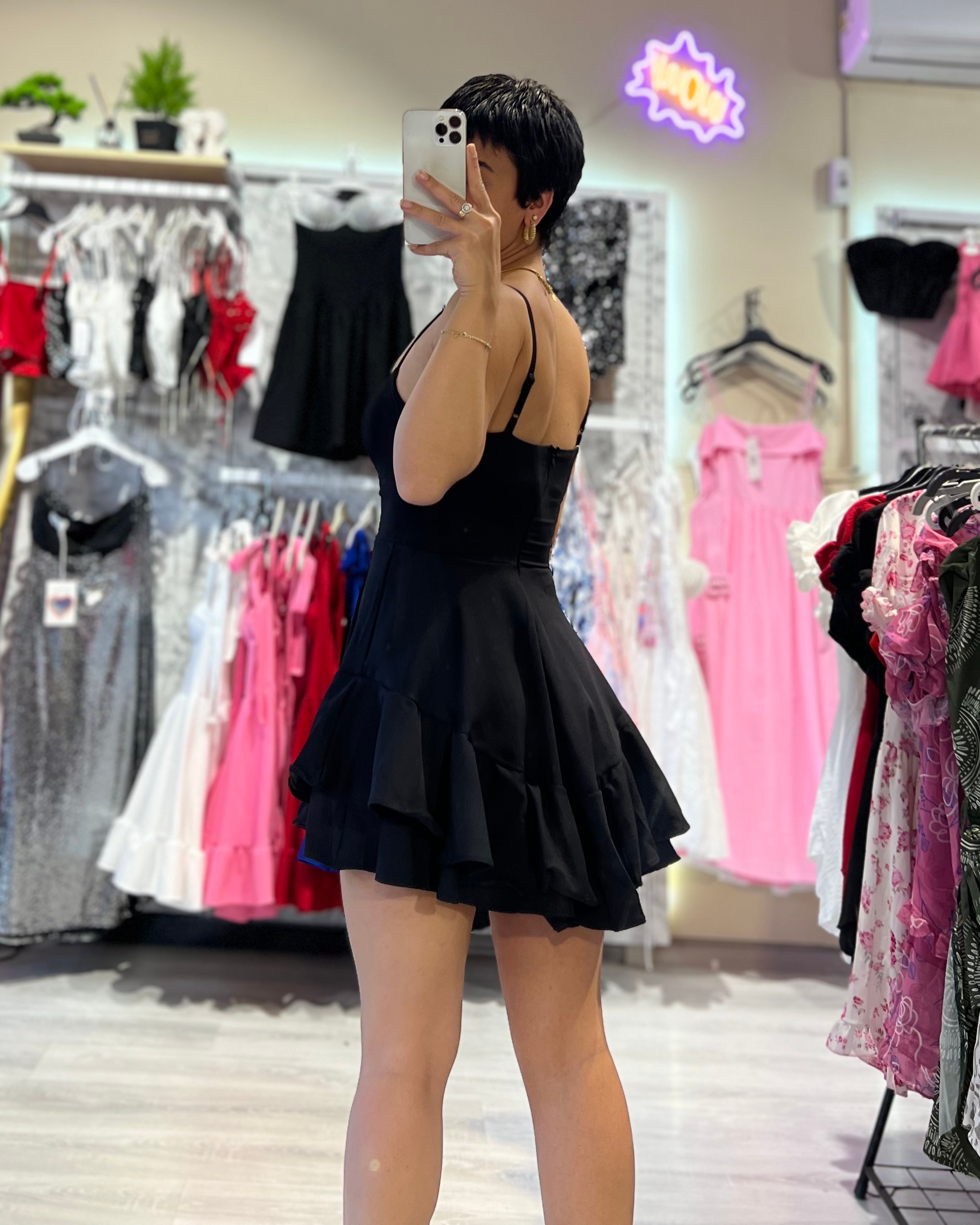 Atlas Kumaş Volanlı Prenses Model Elbise
