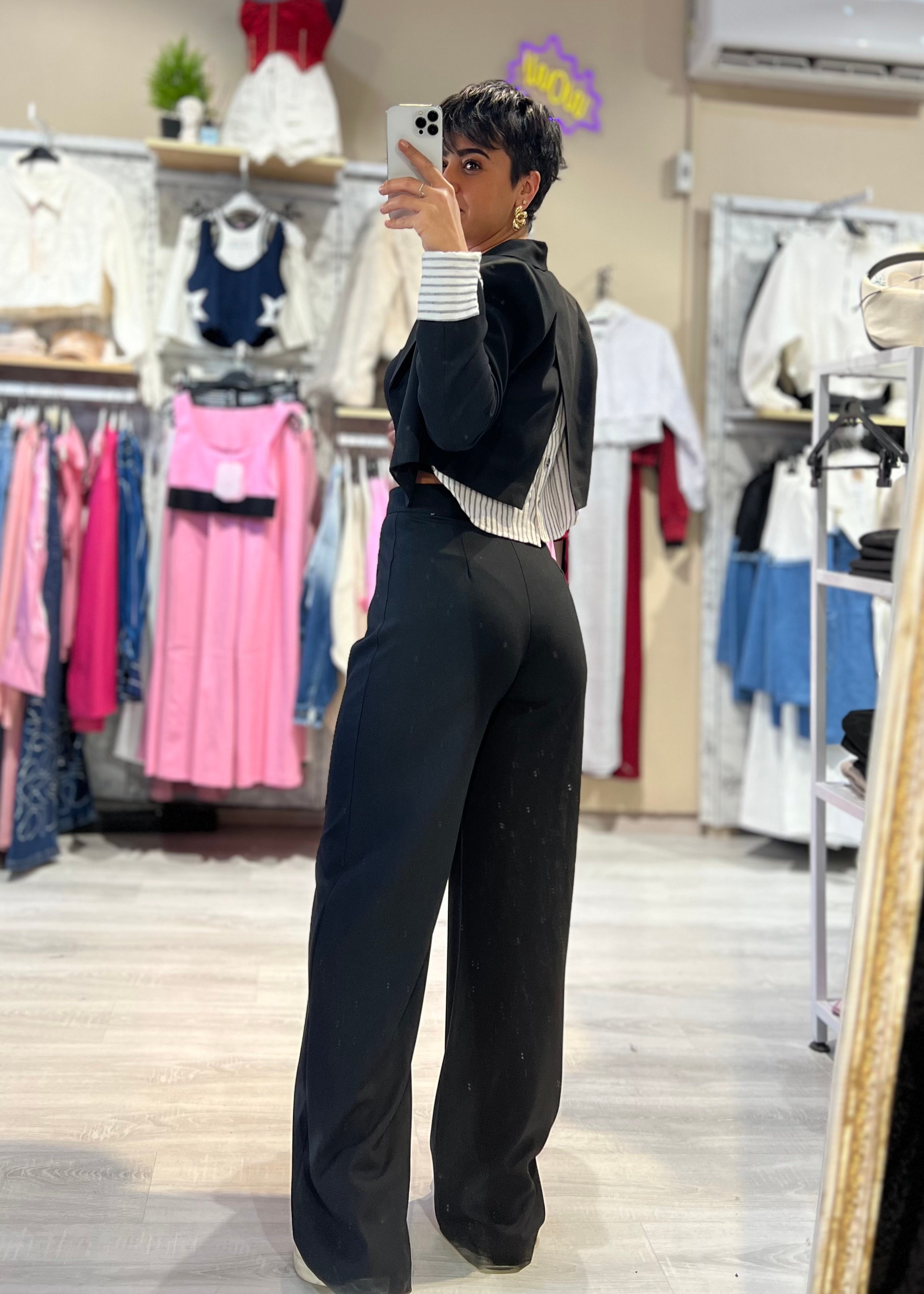 Premium Tasarım Crop Blazer Ceket & Pantolon Takım