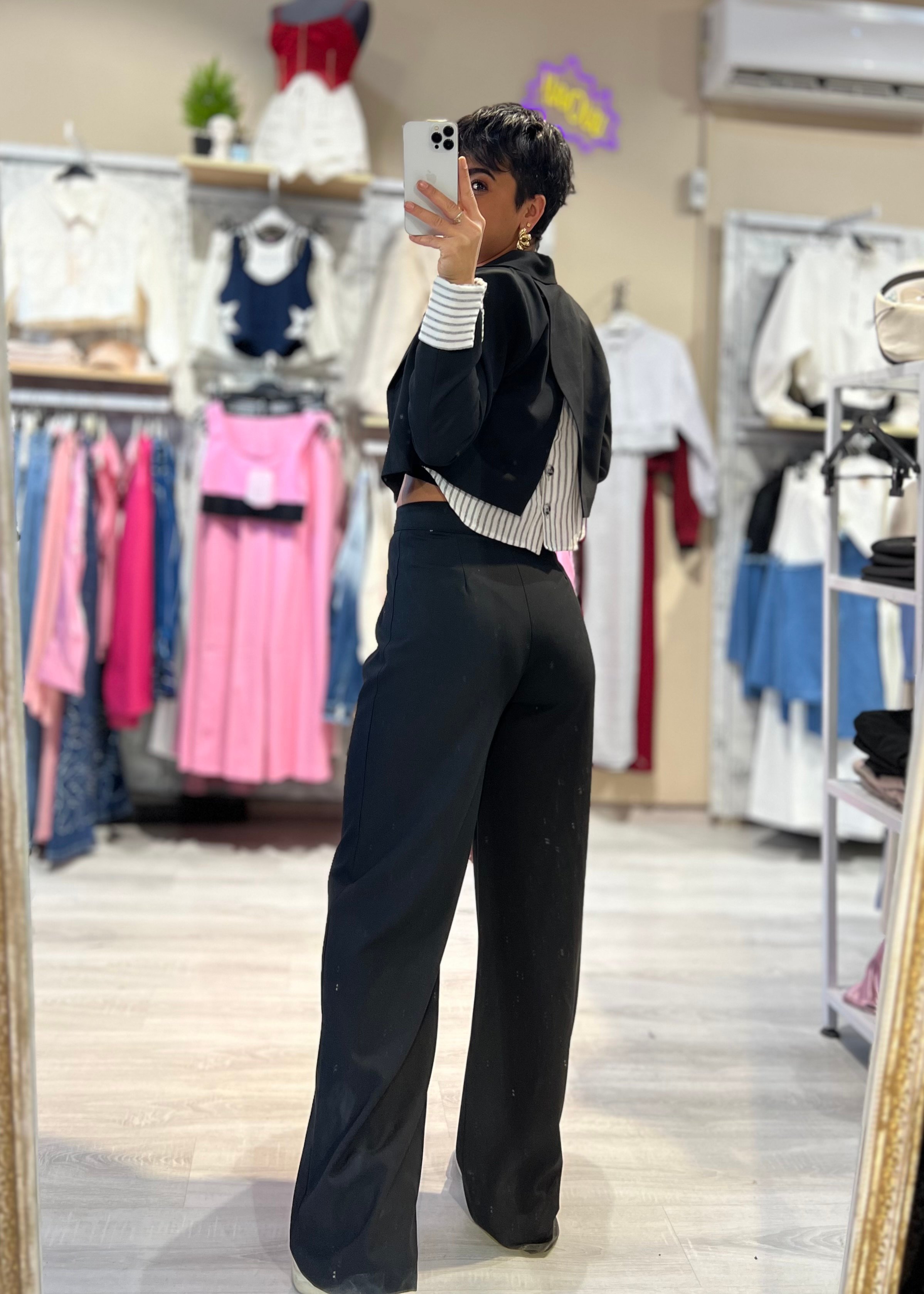 Premium Tasarım Crop Blazer Ceket & Pantolon Takım