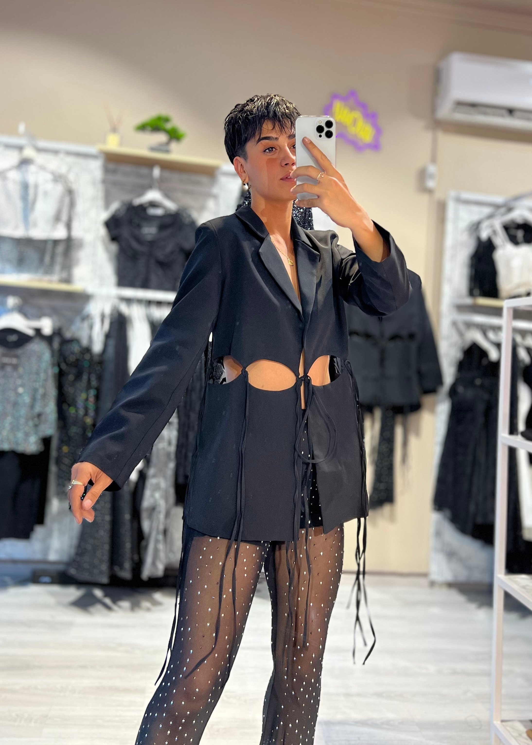 Özel Tasarım Pencere Dekolteli Blazer Ceket