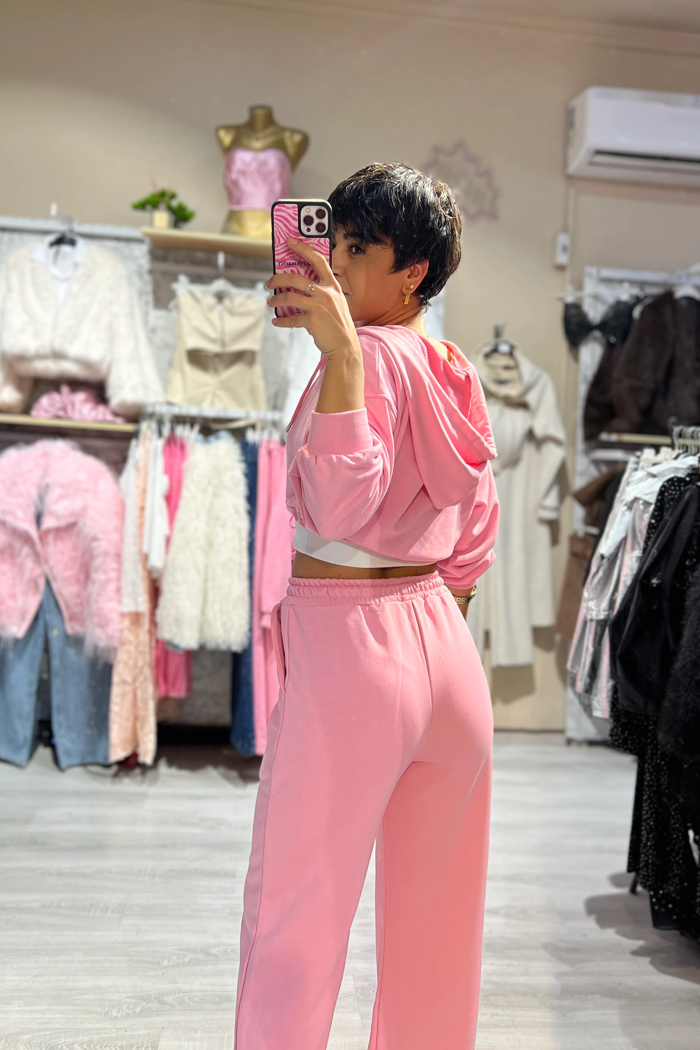 Kapüşonlu Sweat & Eşofman Altı 2’li Takım - TOZ PEMBE